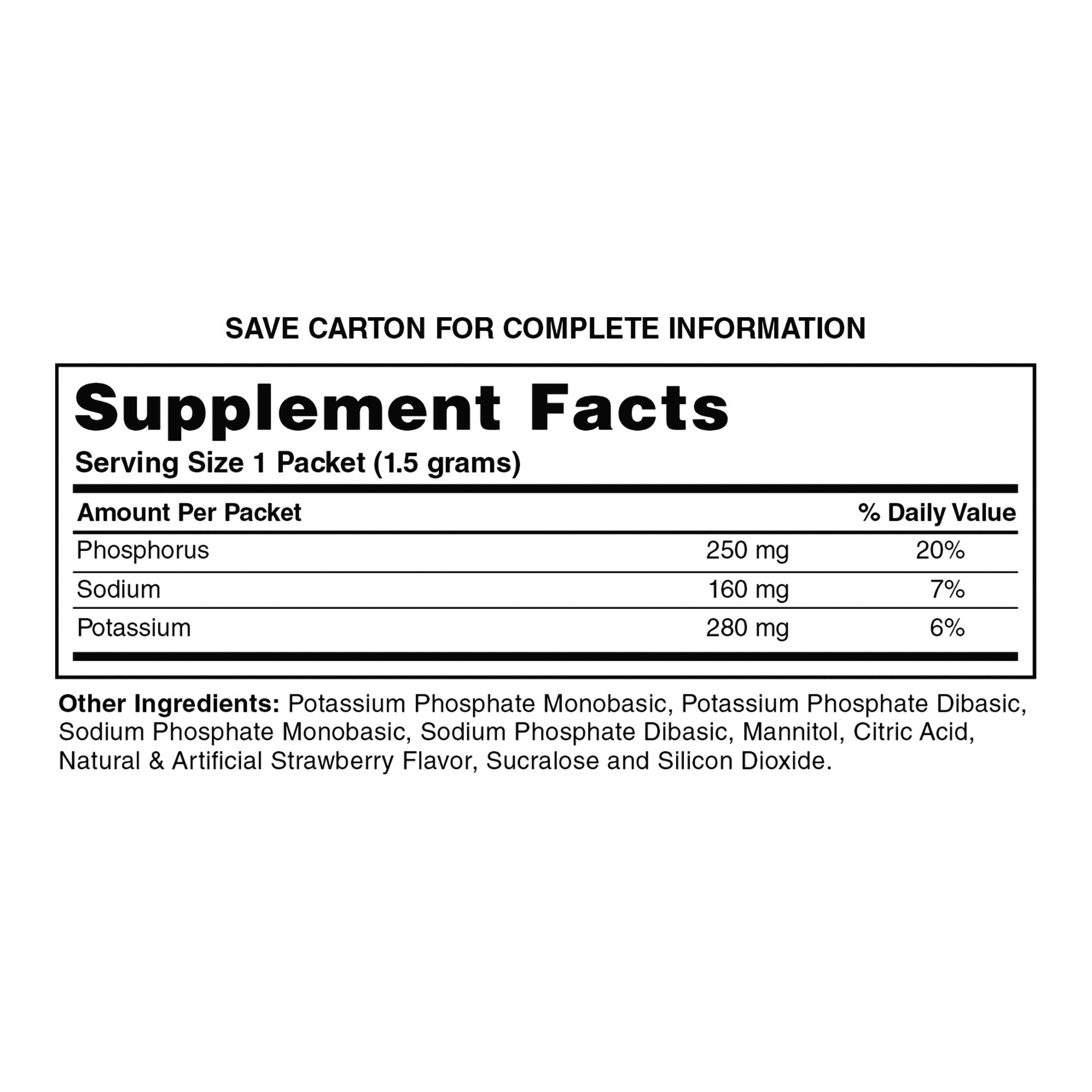 Geri-Care Phosphorus Supplement Powder with Electrolytes, Strawberry Flavor (100 Units)