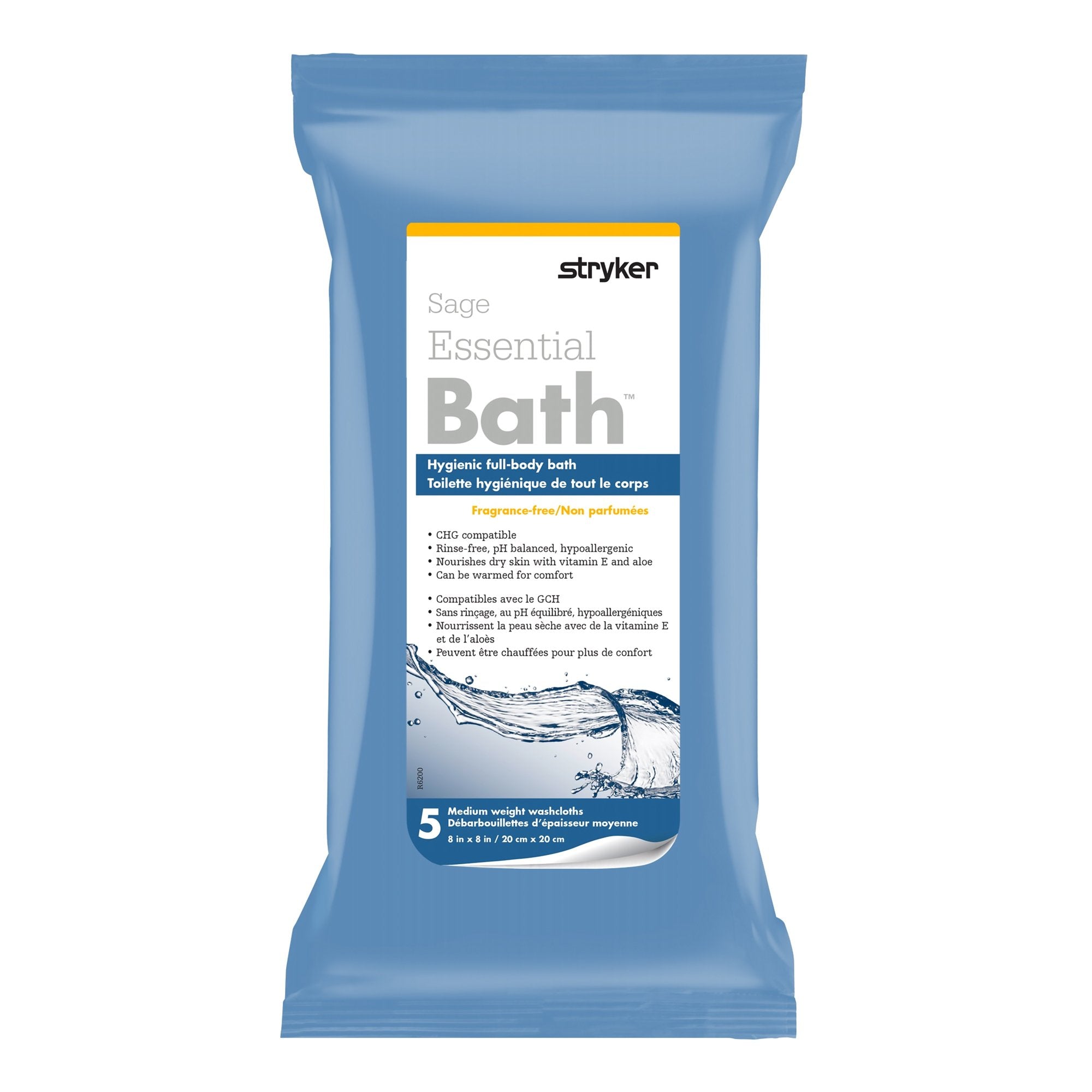 Essential Bath Rinse-Free Bath Wipes, Soft Pack (1 Unit)