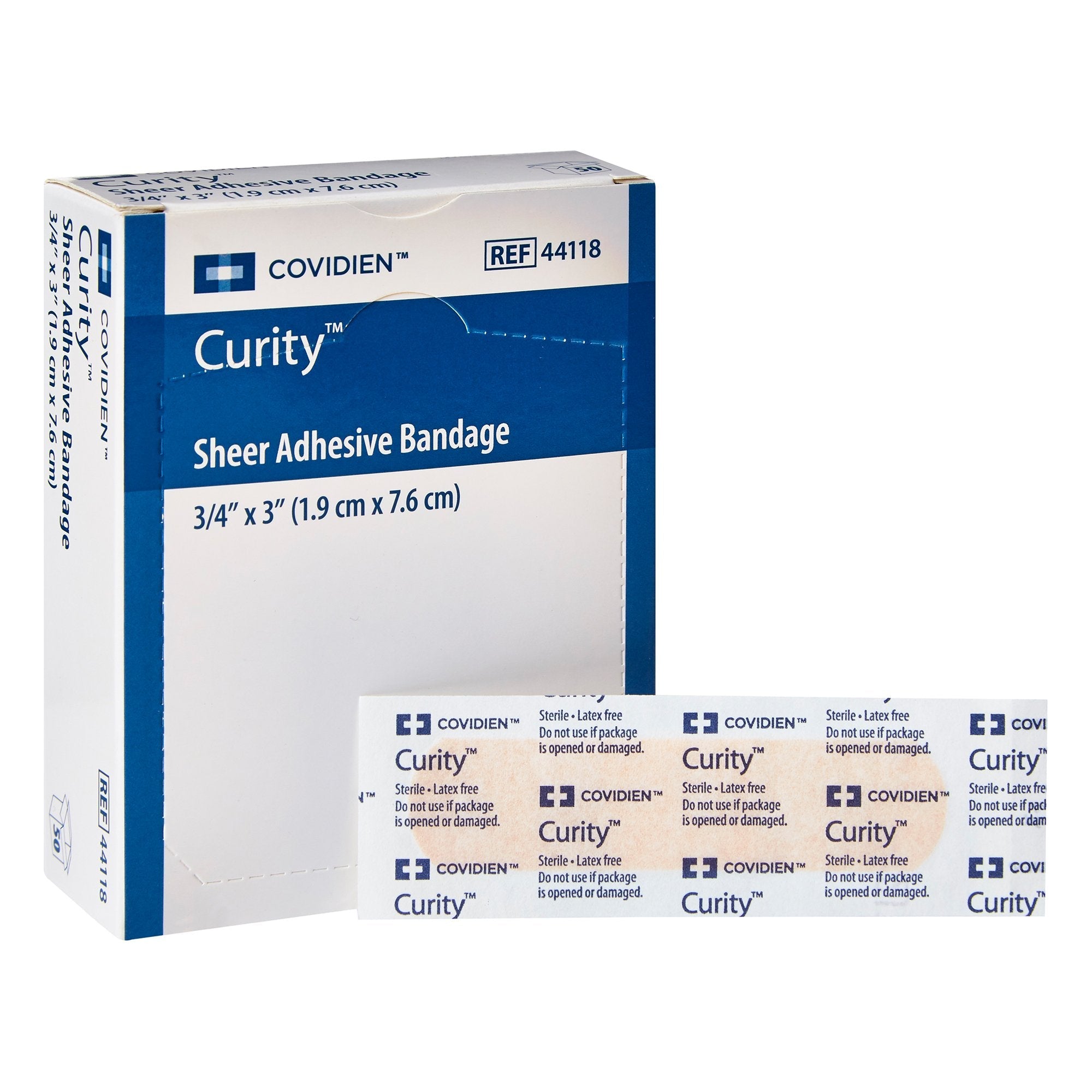 Curity™ Sheer Adhesive Strip, ¾ x 3 Inch (50 Units)