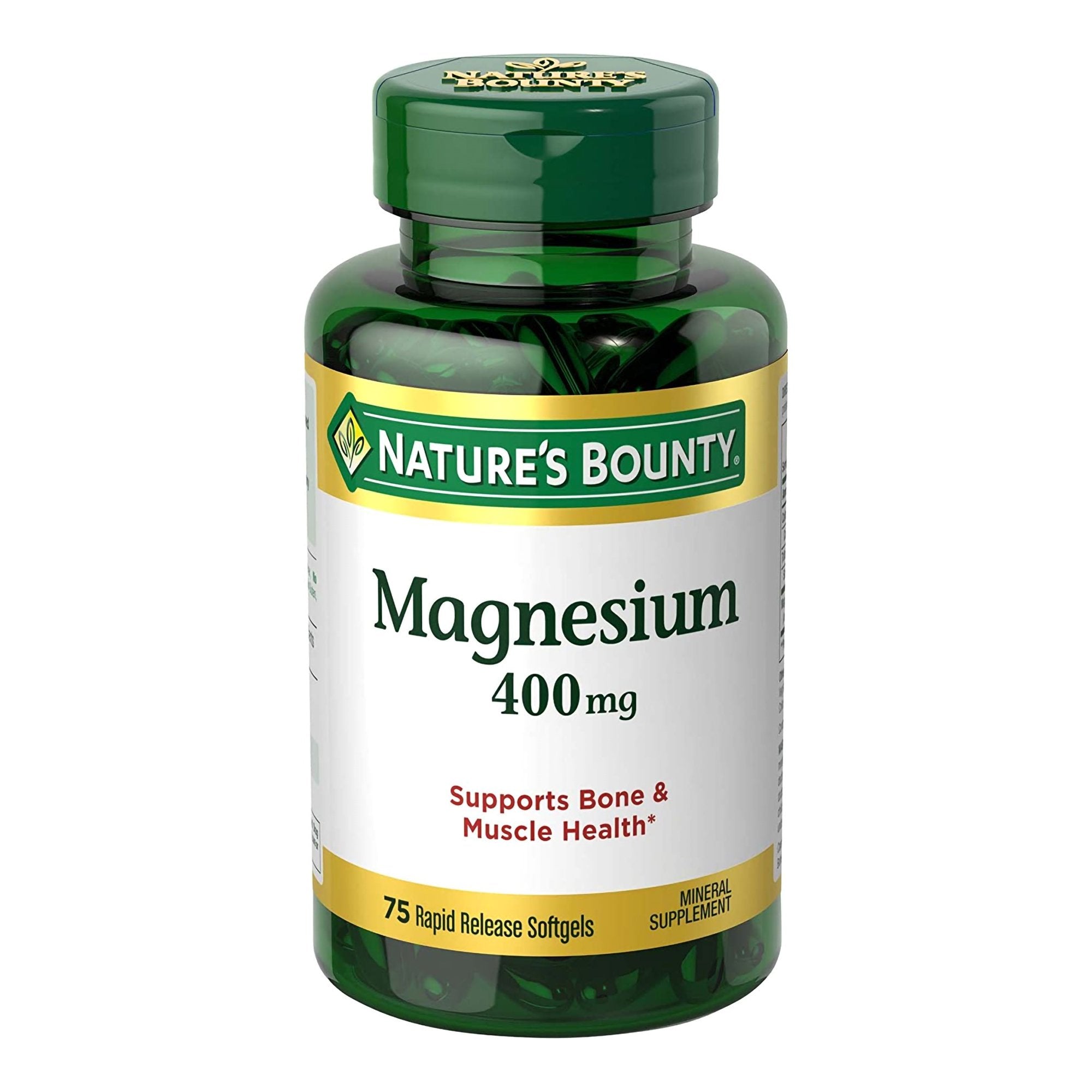 Dietary Supplement Nature's Bounty® Magnesium 400 mg Strength Softgel 75 per Bottle (1 Unit)