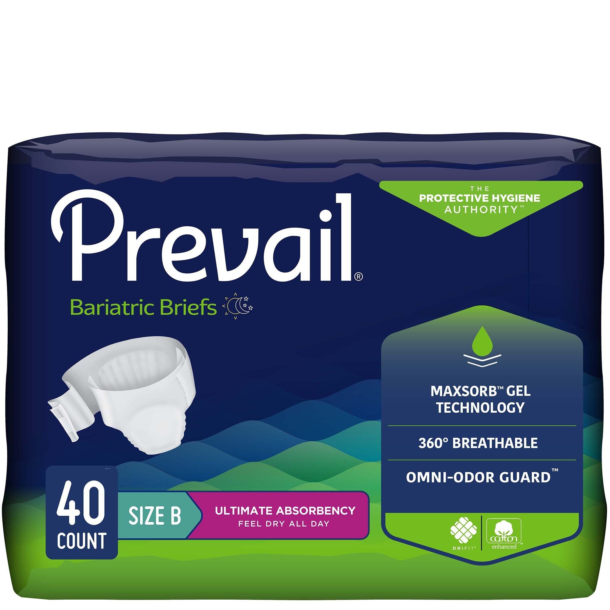 Prevail Bariatric Size B Ultimate Incontinence Briefs, 4-Pack Heavy Absorbency