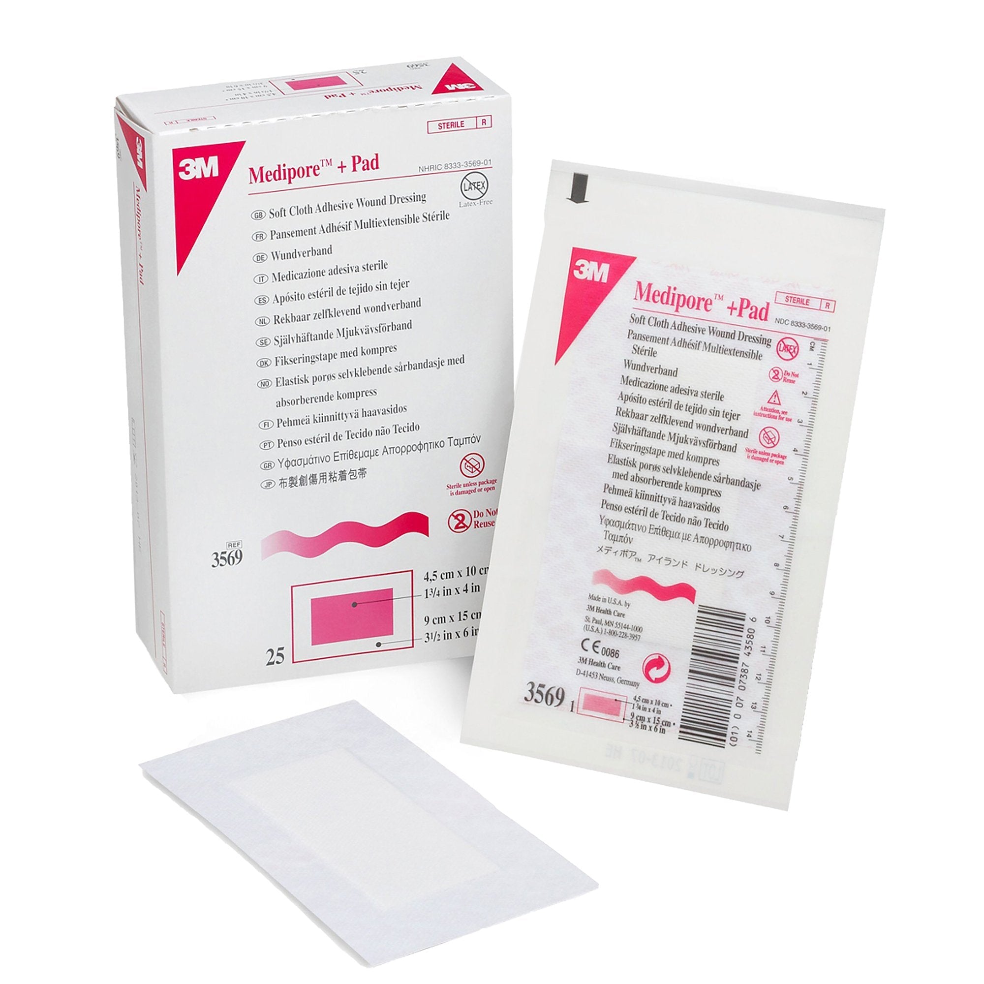 3M™ Medipore™ Adhesive Dressing, Soft Cloth, Sterile, White (25 Units)