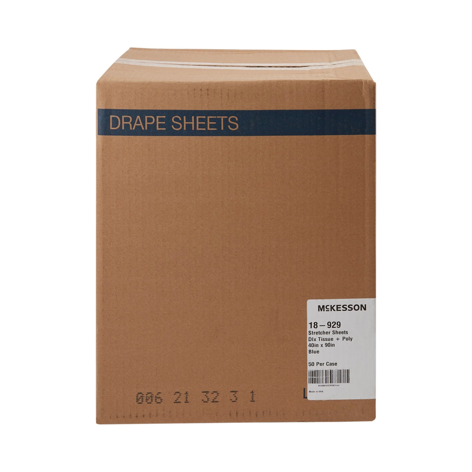 McKesson Blue Flat Stretcher Sheet, 40 x 90 Inch (50 Units)
