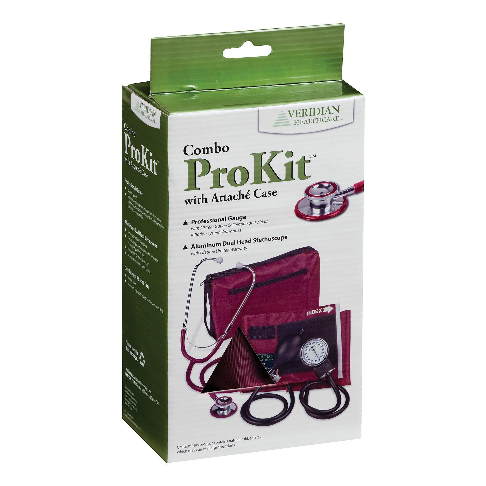 Combo ProKit™ Aneroid Sphygmomanometer Unit with Stethoscope, Burgundy (1 Unit)