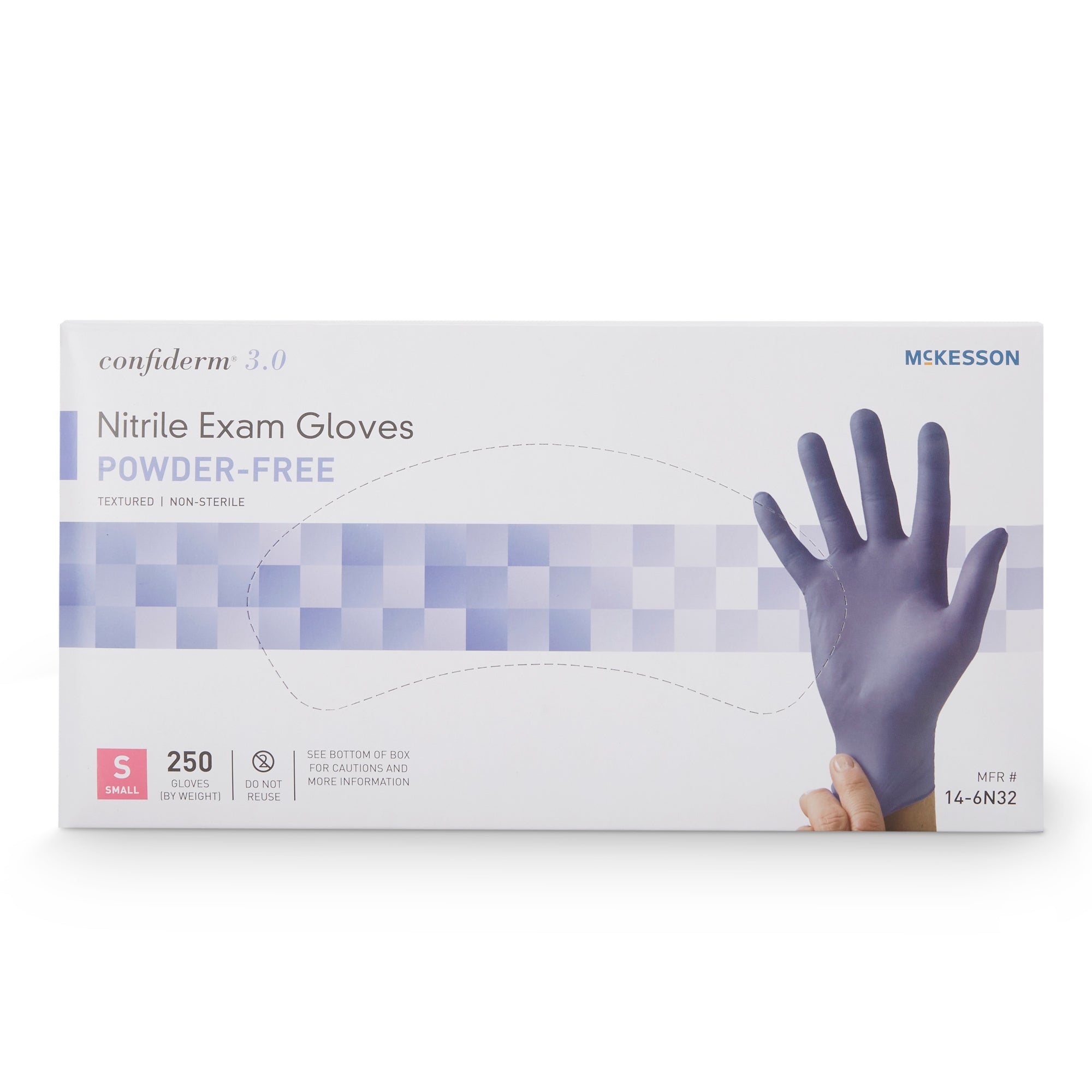 McKesson Confiderm 3.0 Nitrile Exam Gloves, Small, Textured Blue - 1 Unit