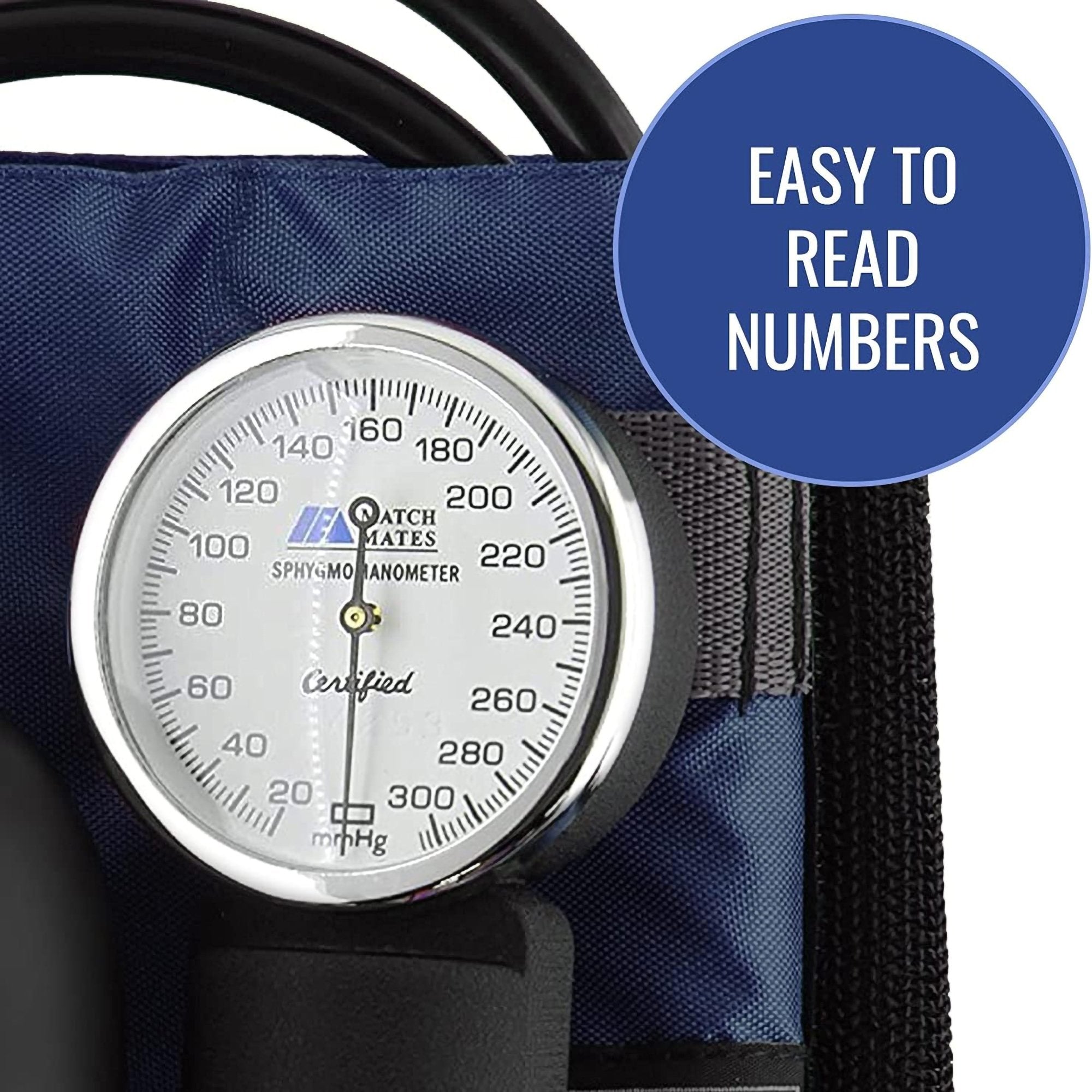 Mabis® Match Mates Manual Aneroid Sphygmomanometer with Cuff, Navy Blue (1 Unit)