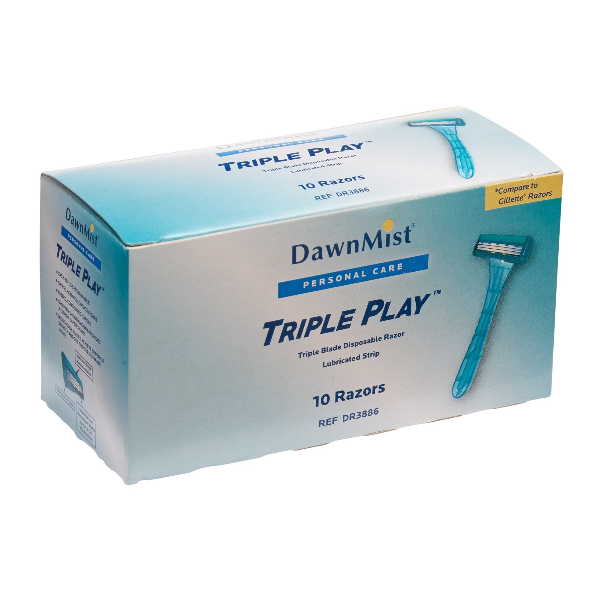 DawnMist Triple Play Facial Razor, Disposable (10 Units)