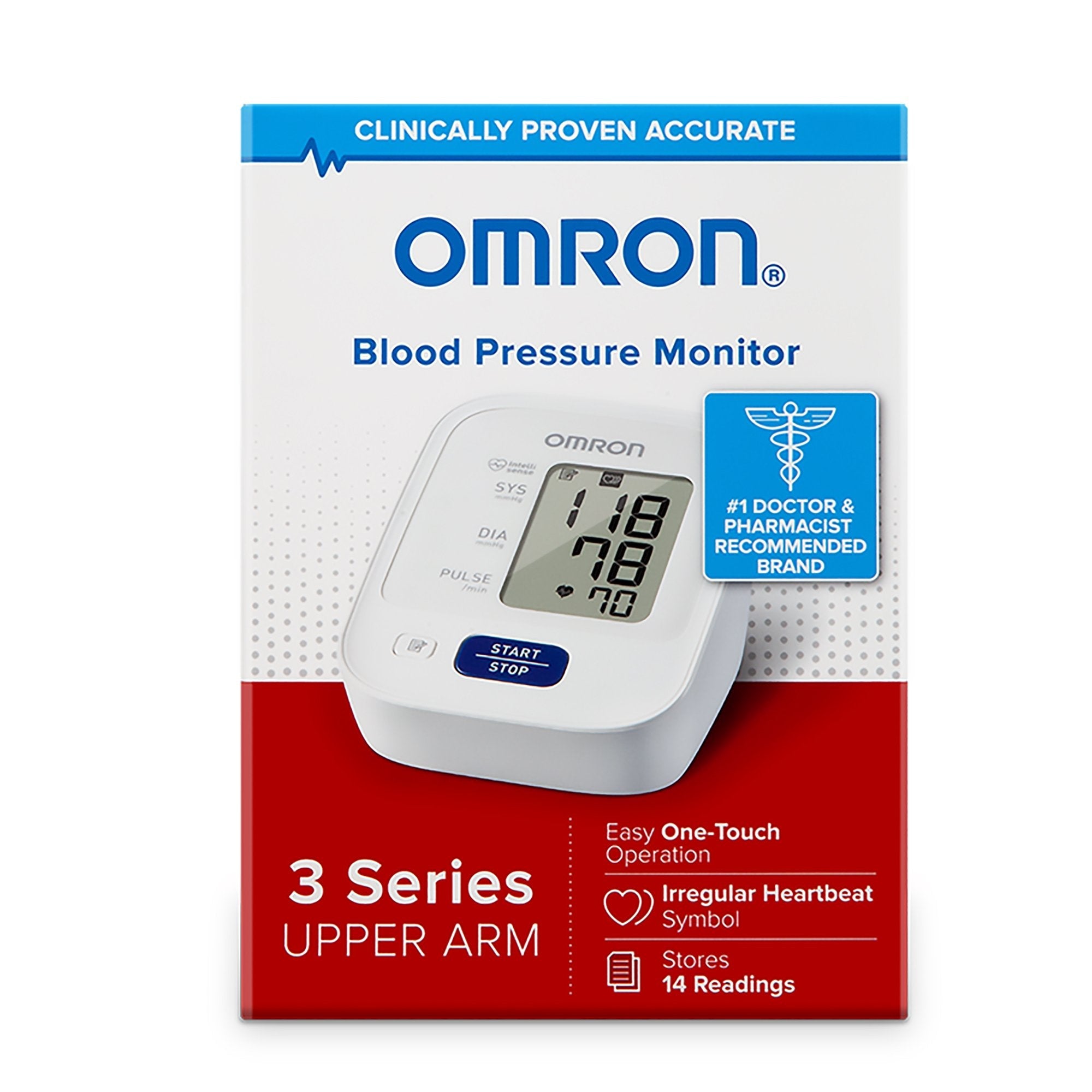 Omron 3 Series Digital Blood Pressure Monitoring Unit 1 Tube, Pocket Size, Handheld, Adult Large Cuff (1 Unit)