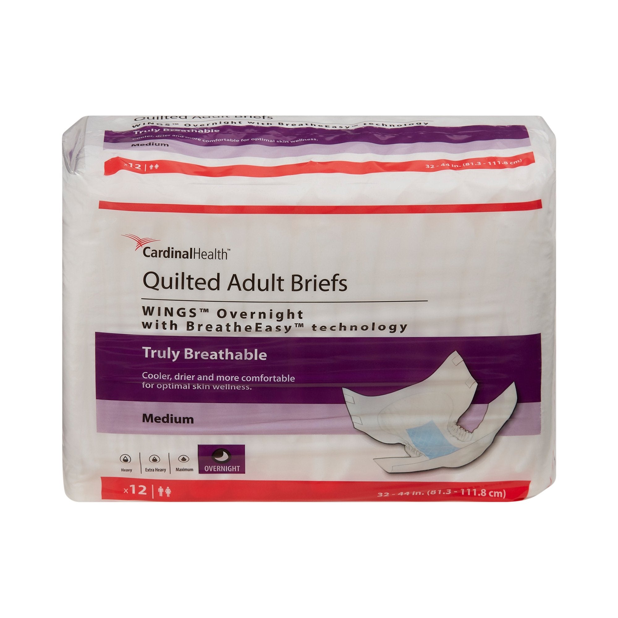 Wings™ Overnight Quilted Incontinence Brief, Medium (1 Unit)