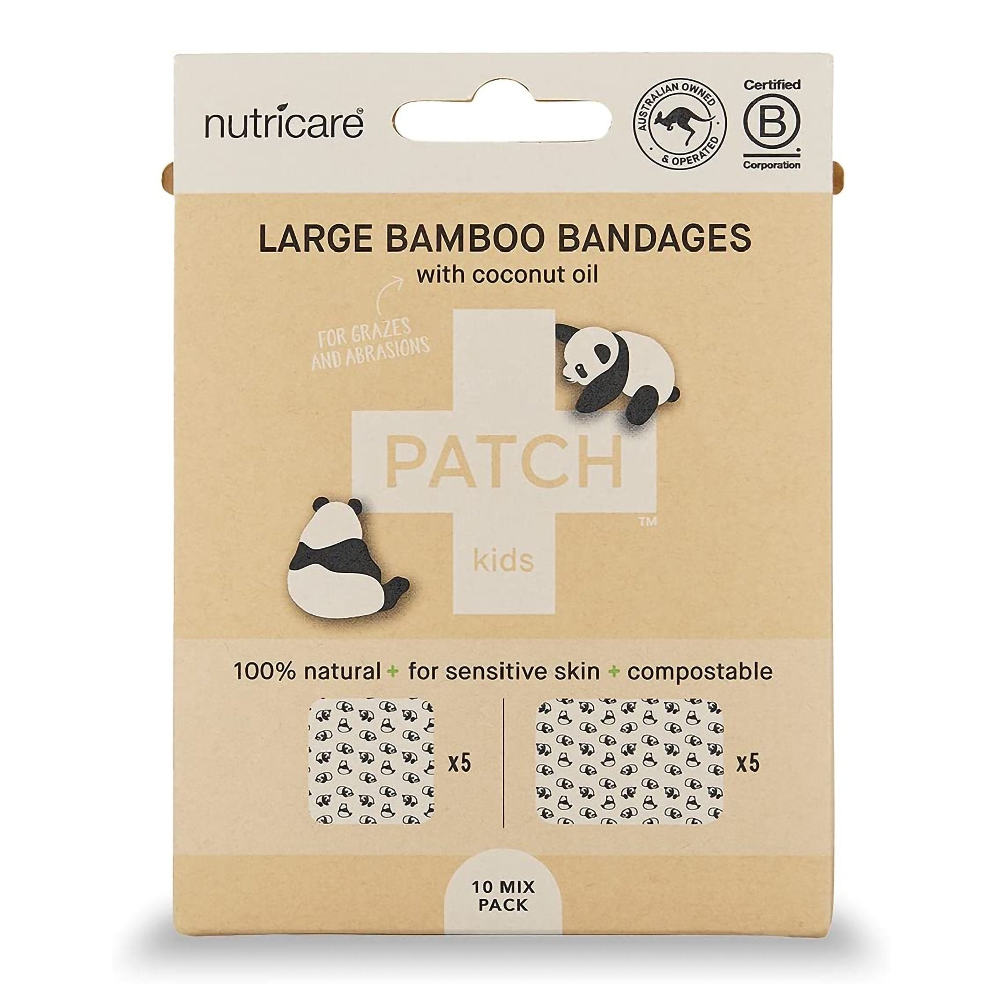 Patch™ Kids (Panda Design) Adhesive Strip with Coconut Oil, 2 x 3 Inch / 3 x 3 Inch (1 Unit)