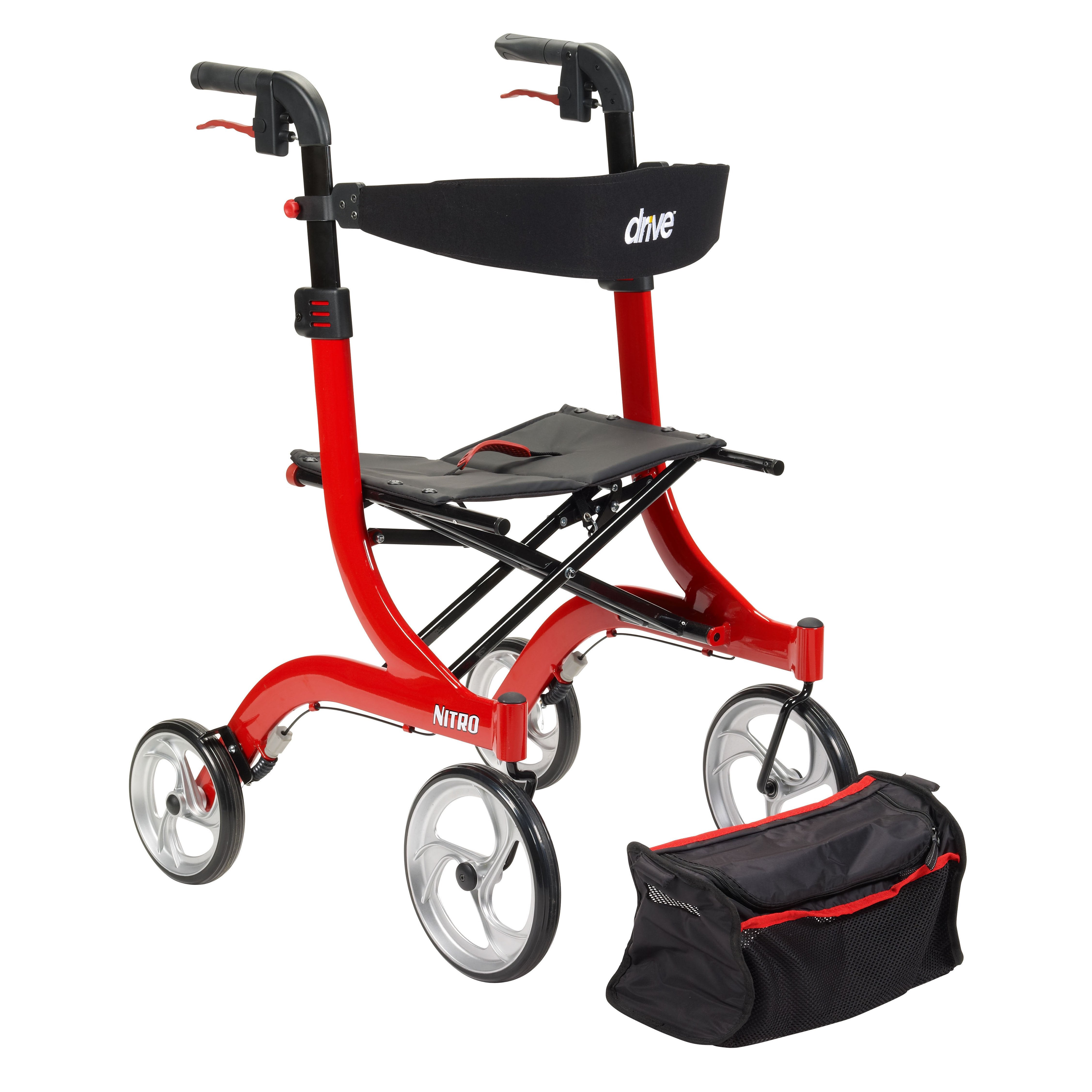 drive™ Nitro Four-Wheel Rollator, Red (1 Unit)