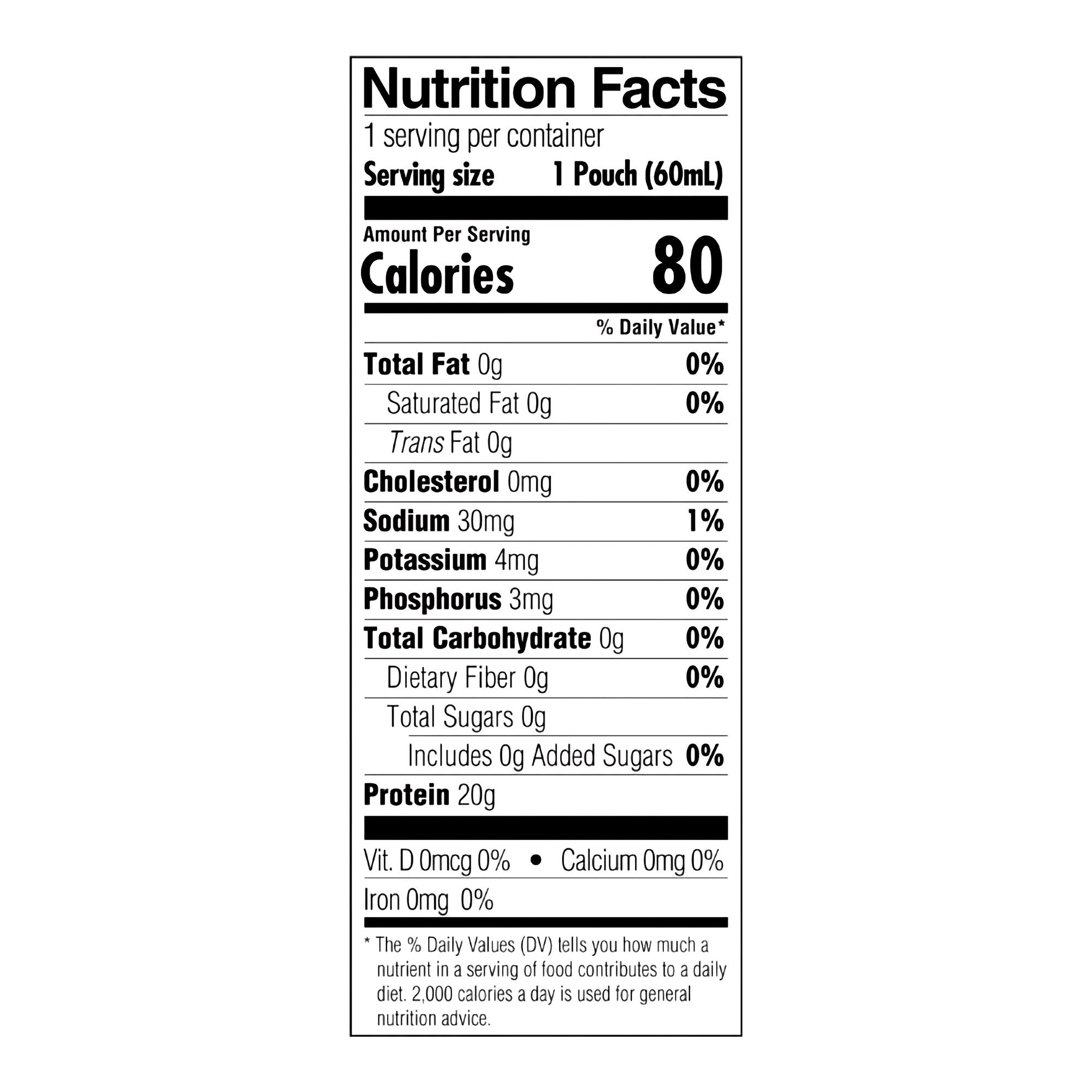 Tube Feeding Formula ProSource® TF20 Unflavored Liquid 60 mL Pouch (60 Units)