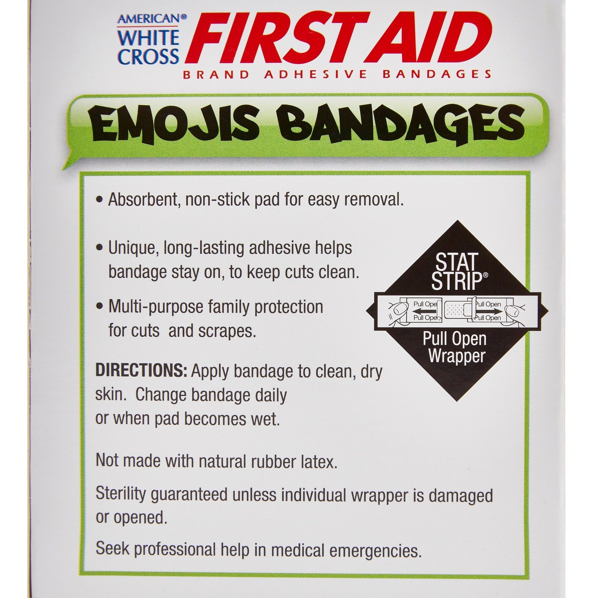 American® White Cross First Aid Emojis Kid Design Adhesive Strip, ¾ x 3 Inch (1 Unit)