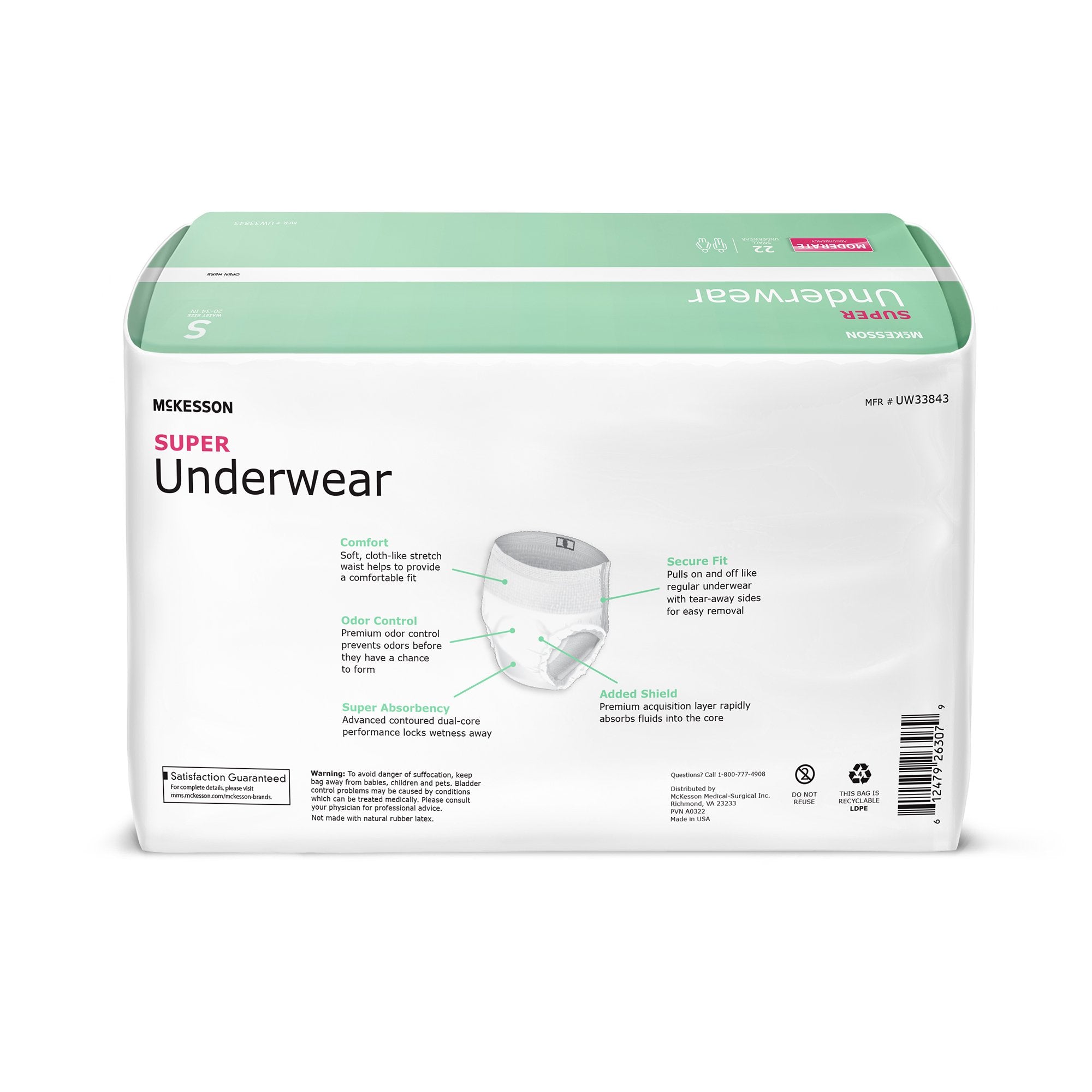 McKesson Super Underwear, Small (22 Units)
