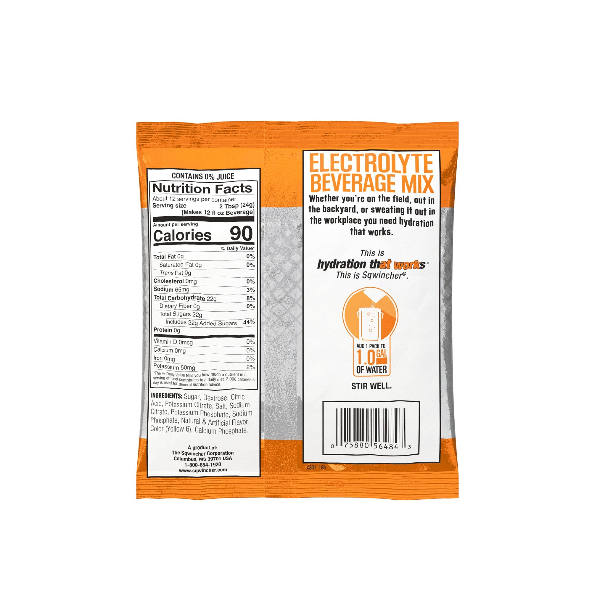 Sqwincher® Powder Pack® Orange Electrolyte Replenishment Drink Mix (20 Units)