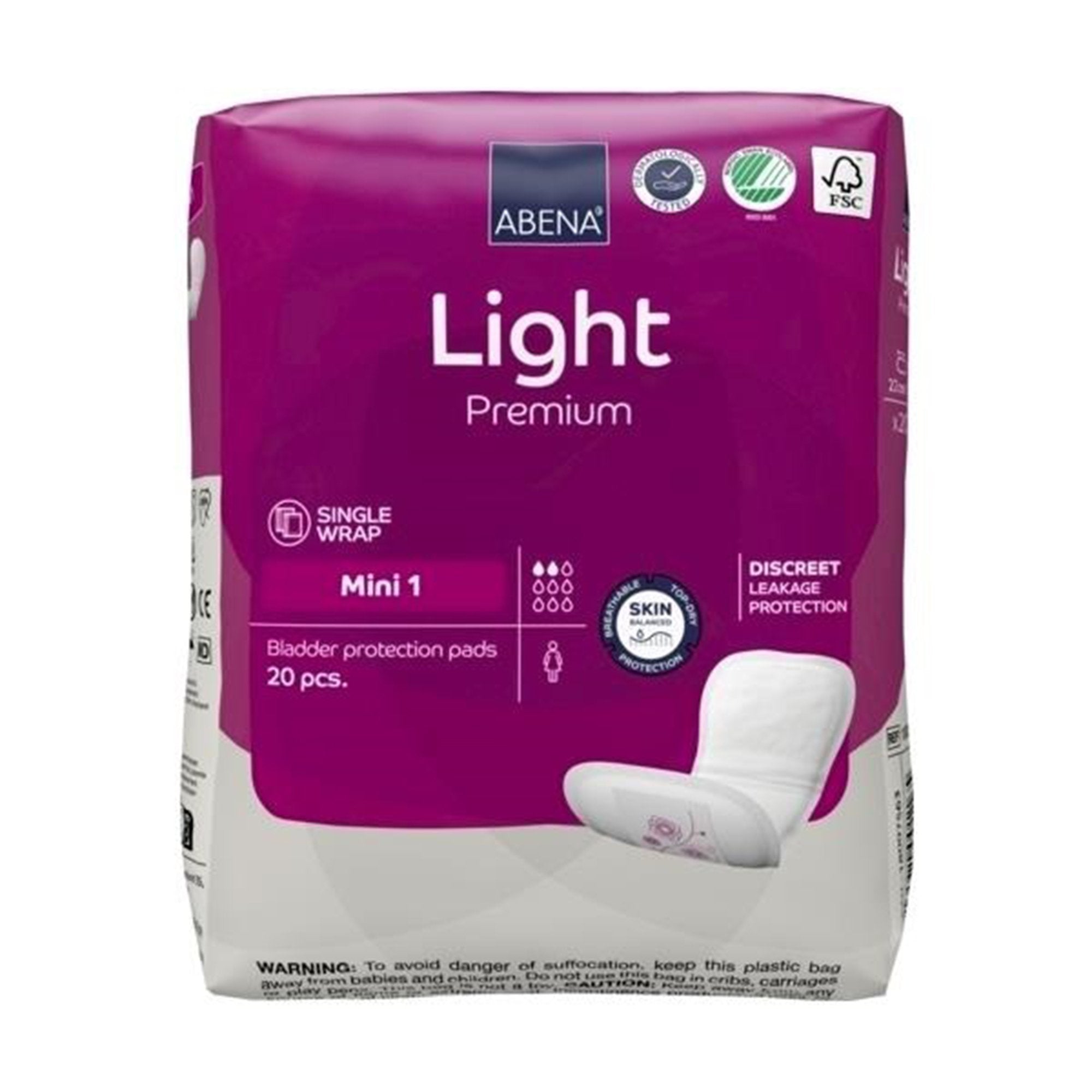 Abena® Light Premium Bladder Protection Pads, Mini 1 (20 Units)