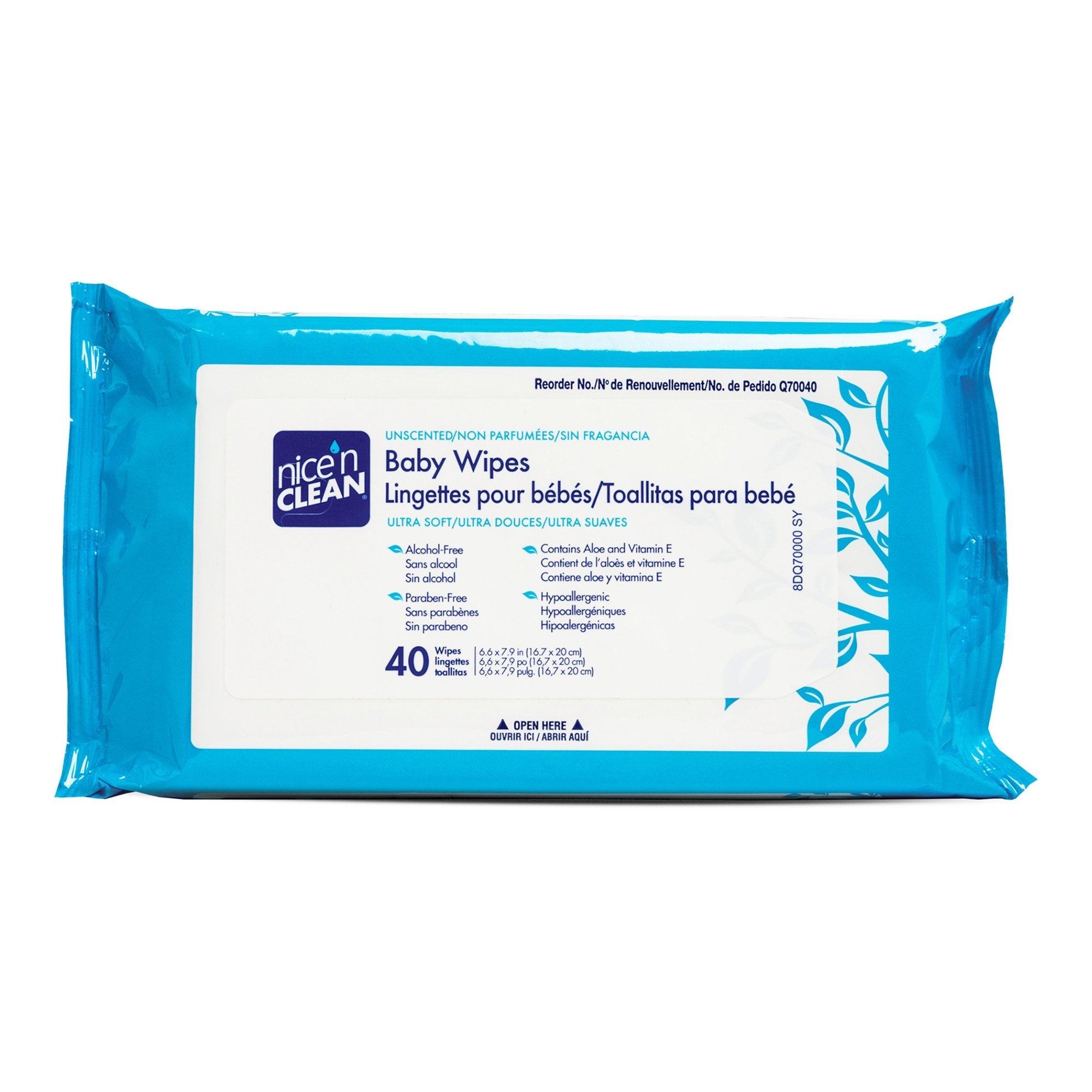 Nice’n Clean® Unscented Baby Wipes, Soft Pack (40 Units)