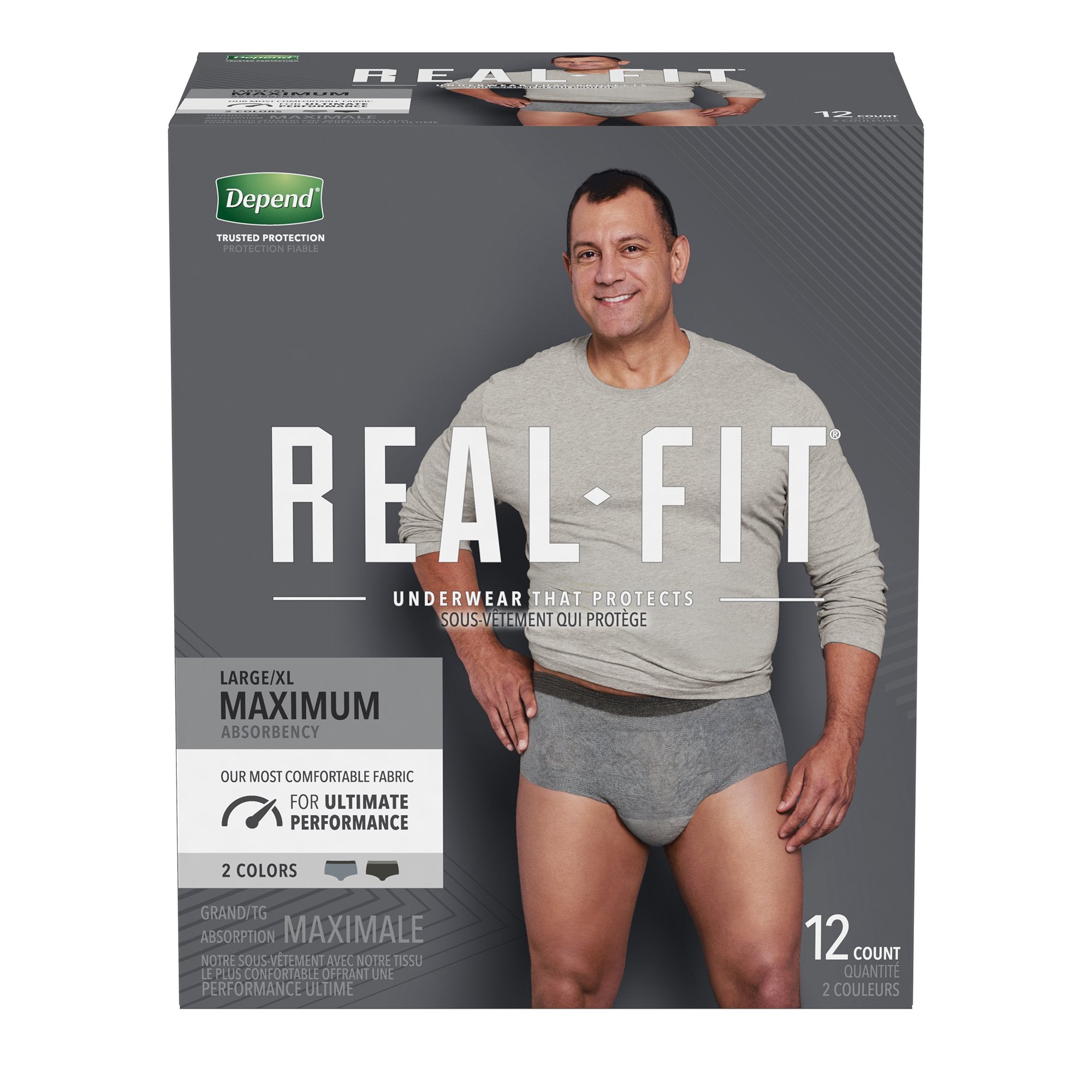 Depend® Real Fit® Maximum Absorbent Underwear, Large / Extra Large (12 Units)