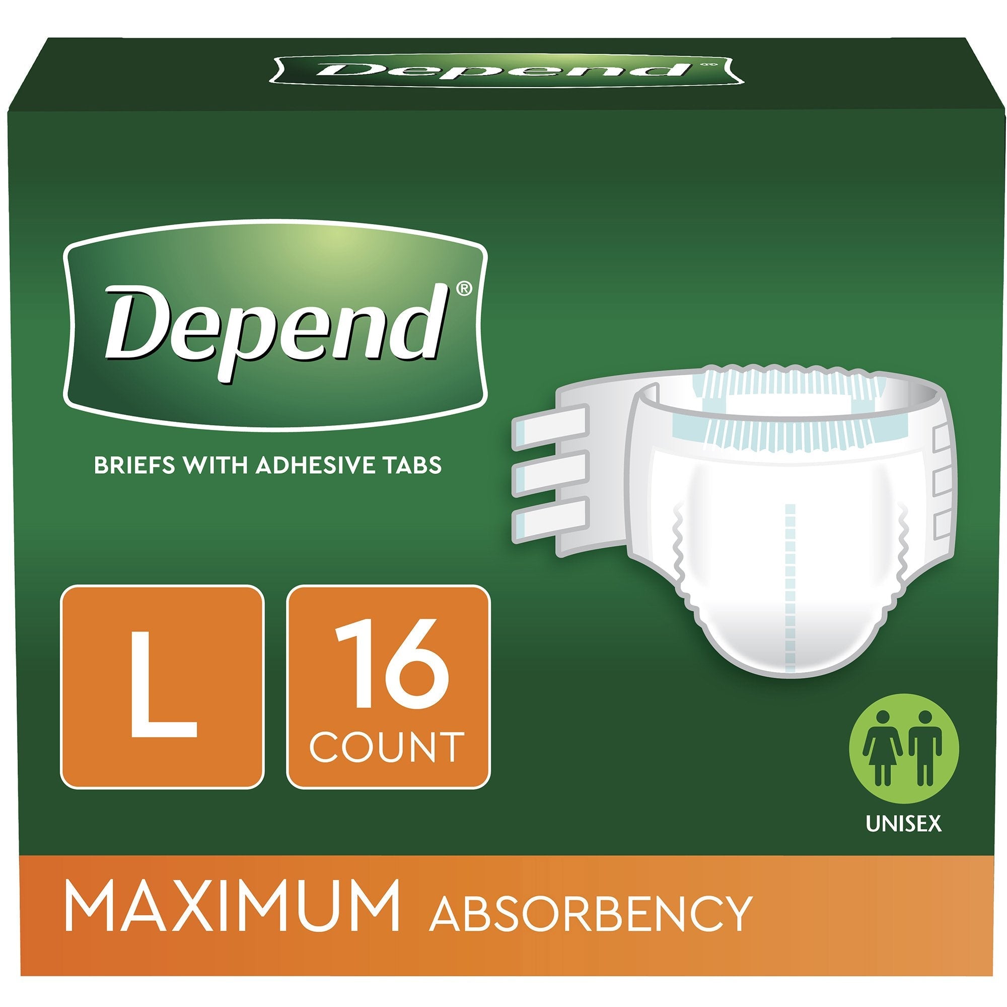 Depend® Maximum Incontinence Brief, Large (16 Units)