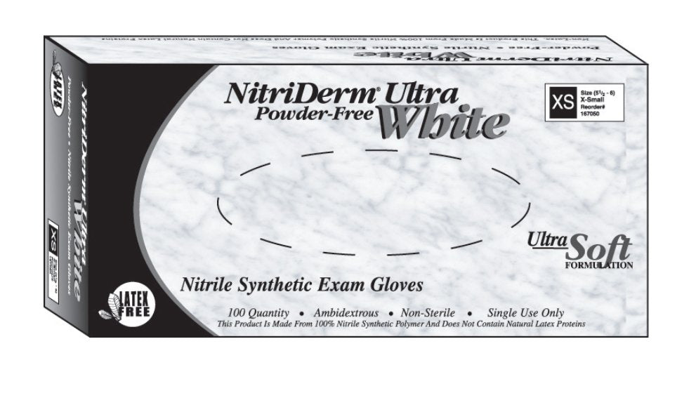 NitriDerm® Ultra White Nitrile Exam Glove, Medium (1000 Units)