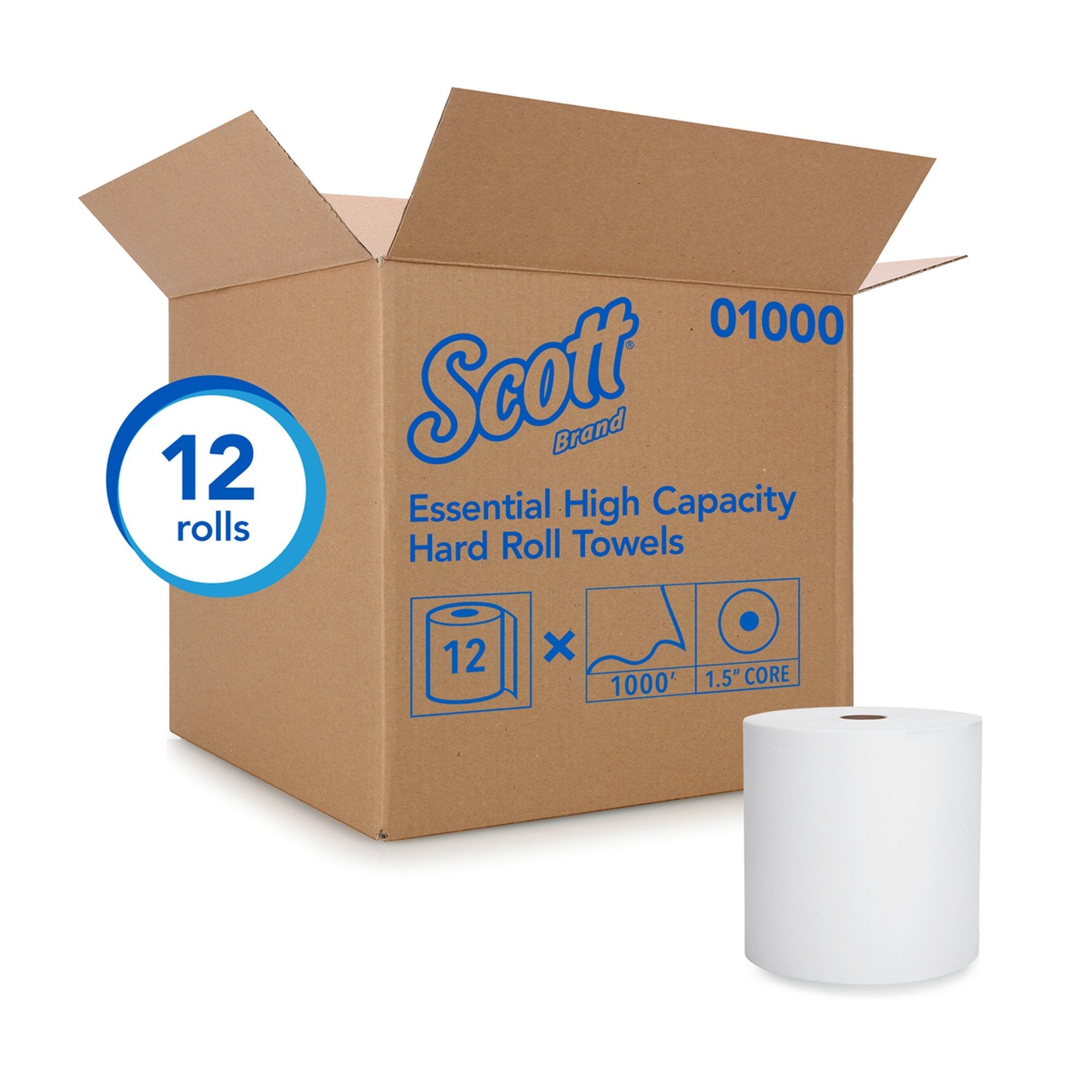 Scott Paper Towels, Hardwound, Continuous Roll, 8", White (12 Units)