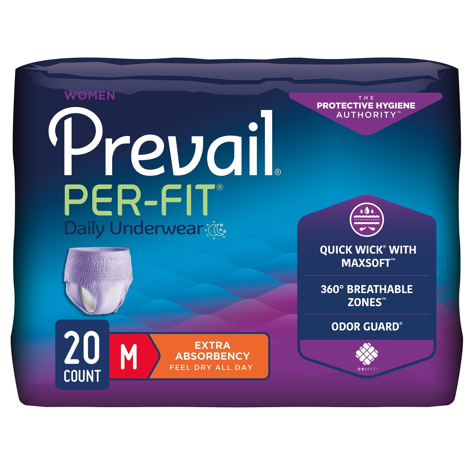 Prevail Per-Fit Women's Extra Absorbent Underwear, Medium - 20 Pack