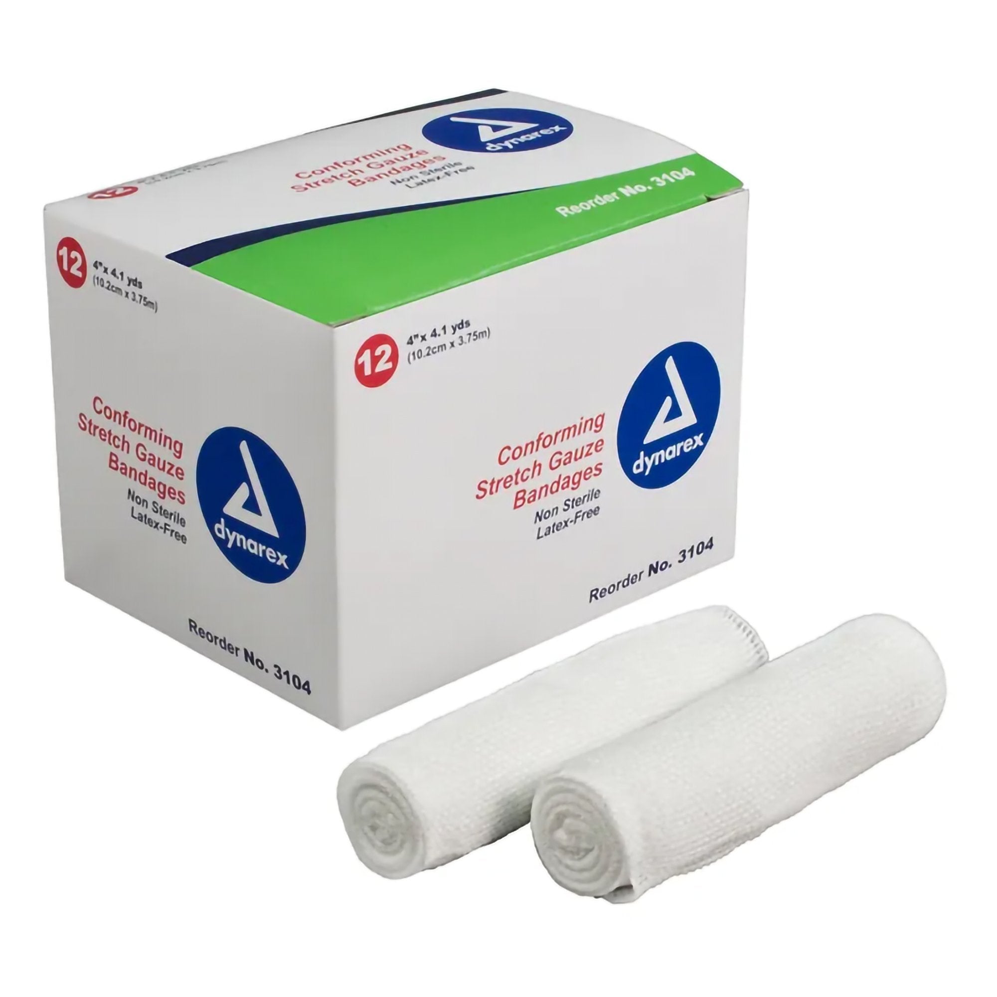 dynarex White Conforming Bandage, 4 Inch x 4.1 Yard (12 Units)