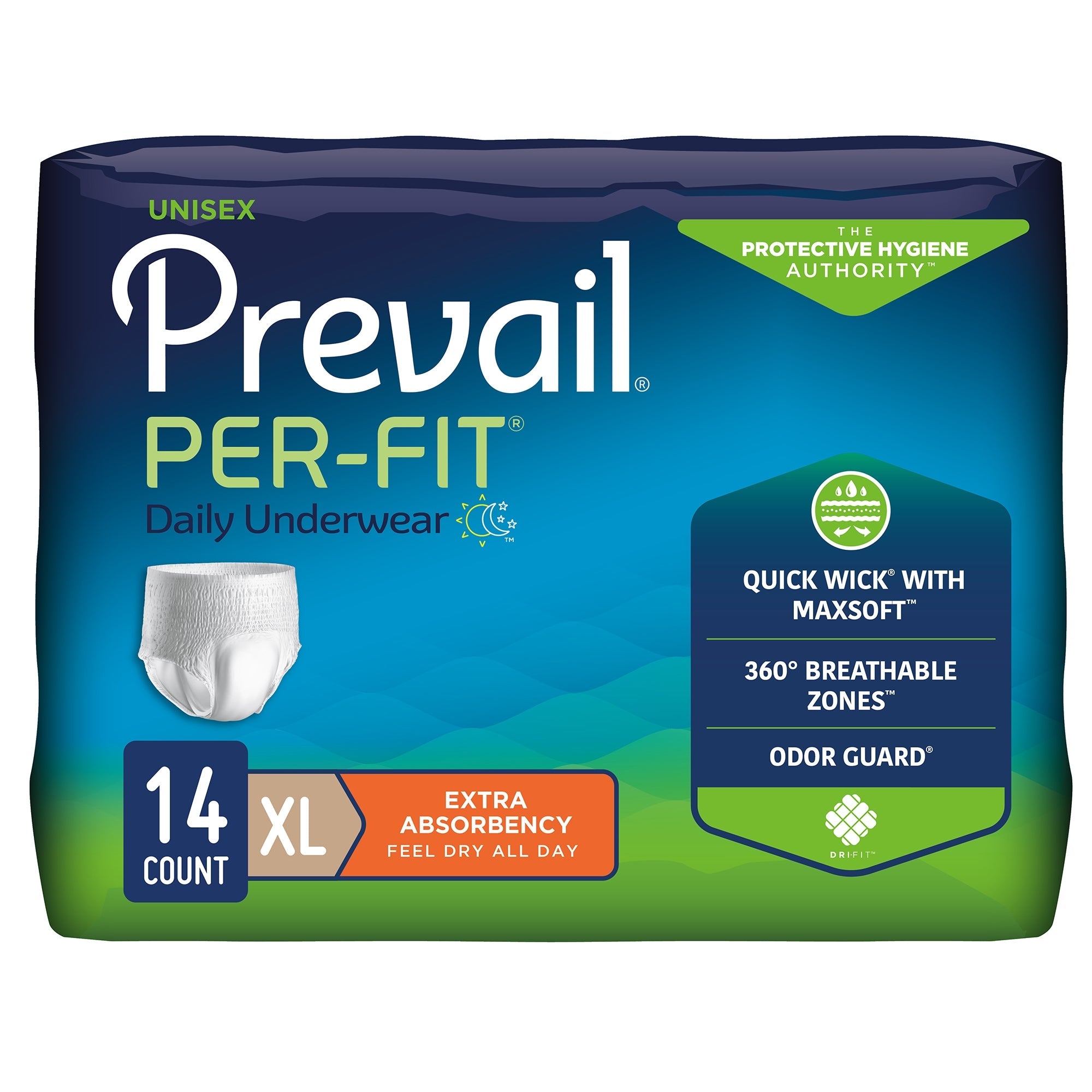 Prevail Per-Fit Extra Absorbent Underwear XL, Discreet Comfort, 14-Pack