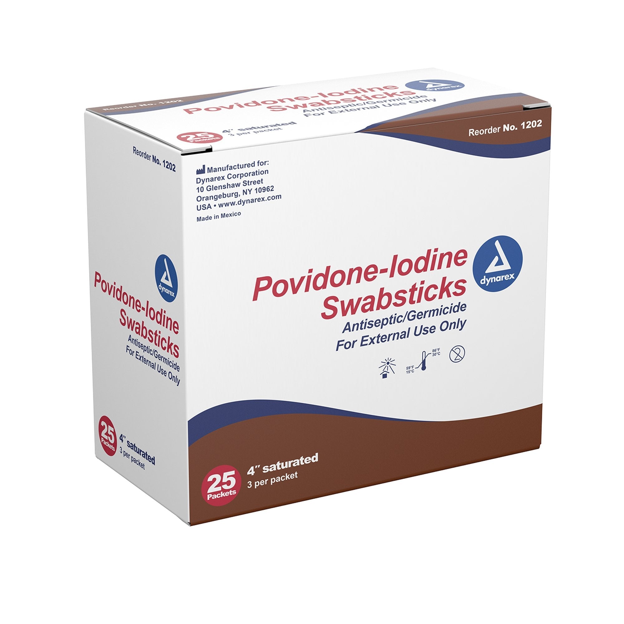 Dynarex Povidone Iodine Swabsticks (25 Units)