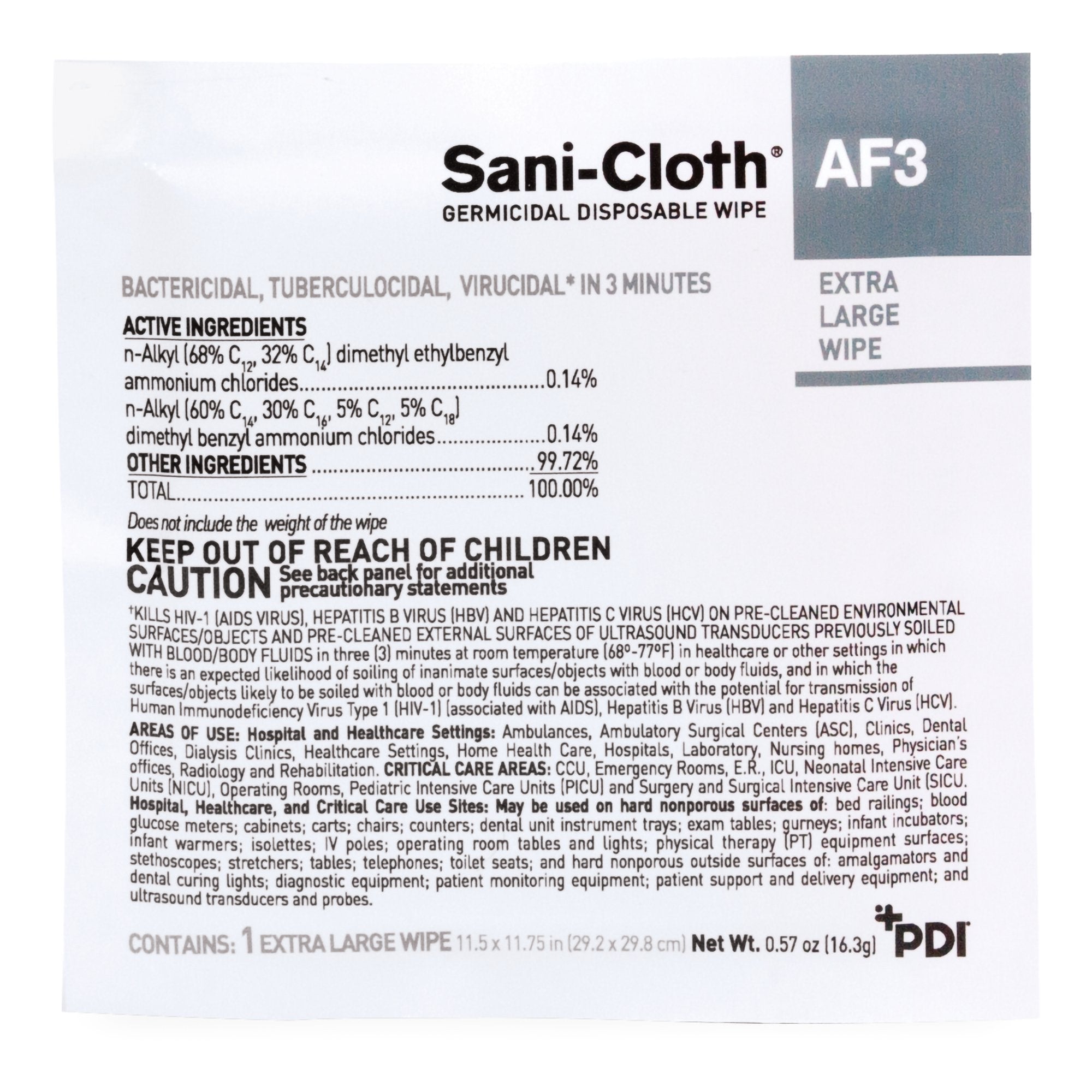 Sani-Cloth® AF3 Surface Disinfectant Cleaner Wipes, X-Large Individual Packet (50 Units)