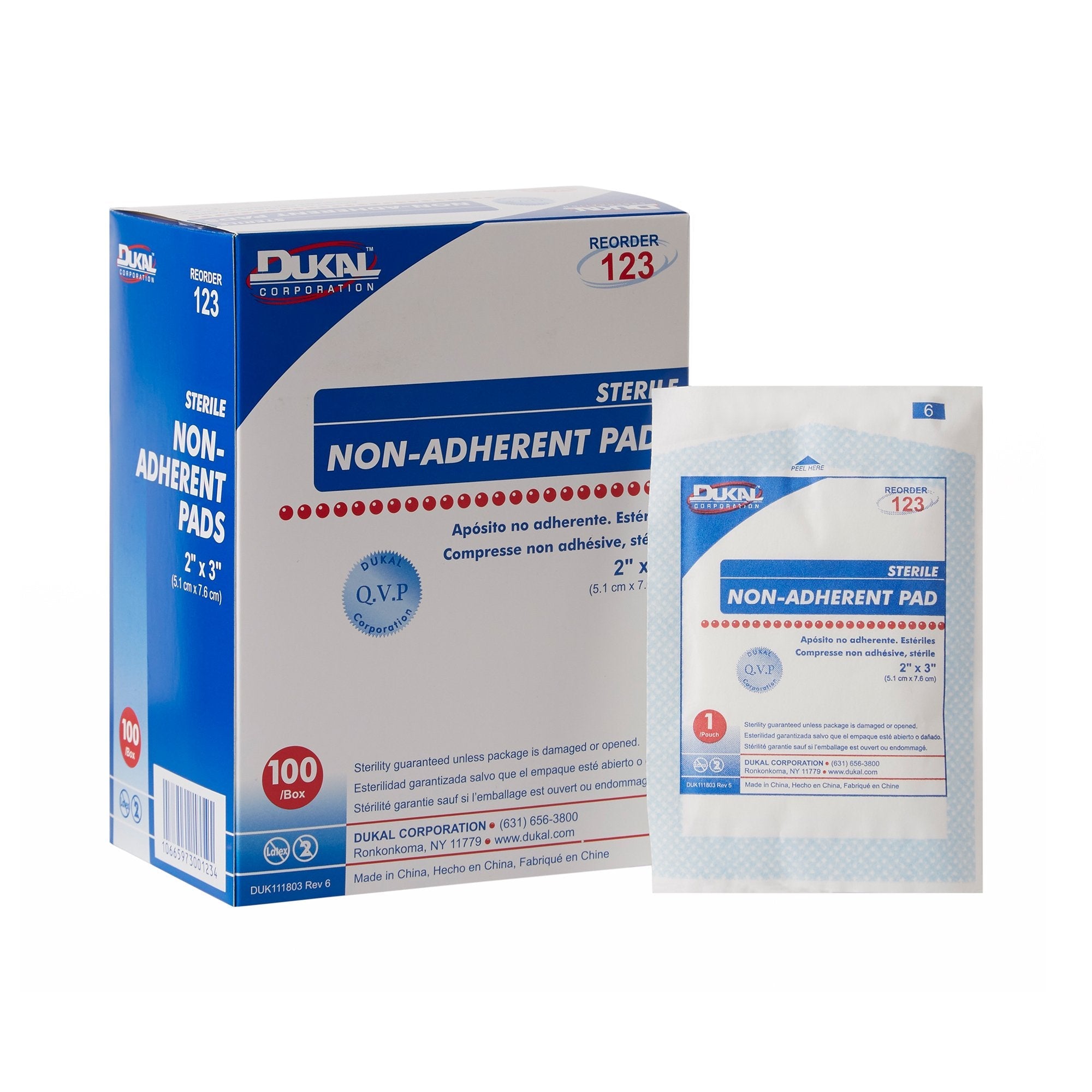 Dukal™ Non-Adherent Dressing, 2 x 3 Inch (100 Units)