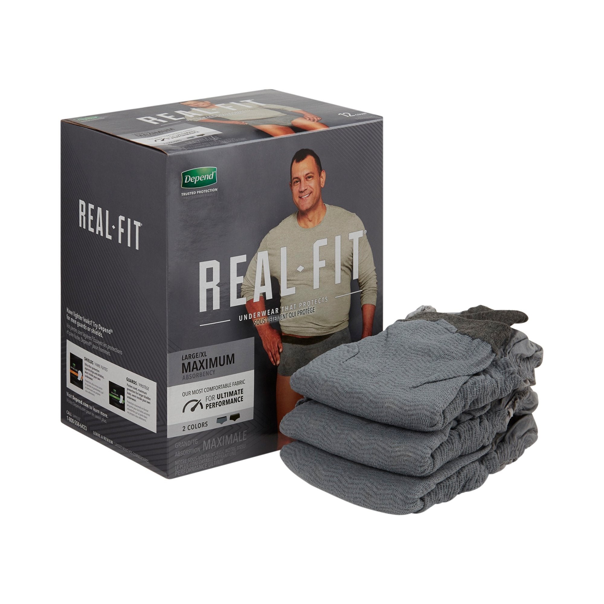 Depend® Real Fit® Maximum Absorbent Underwear, Large / Extra Large (12 Units)