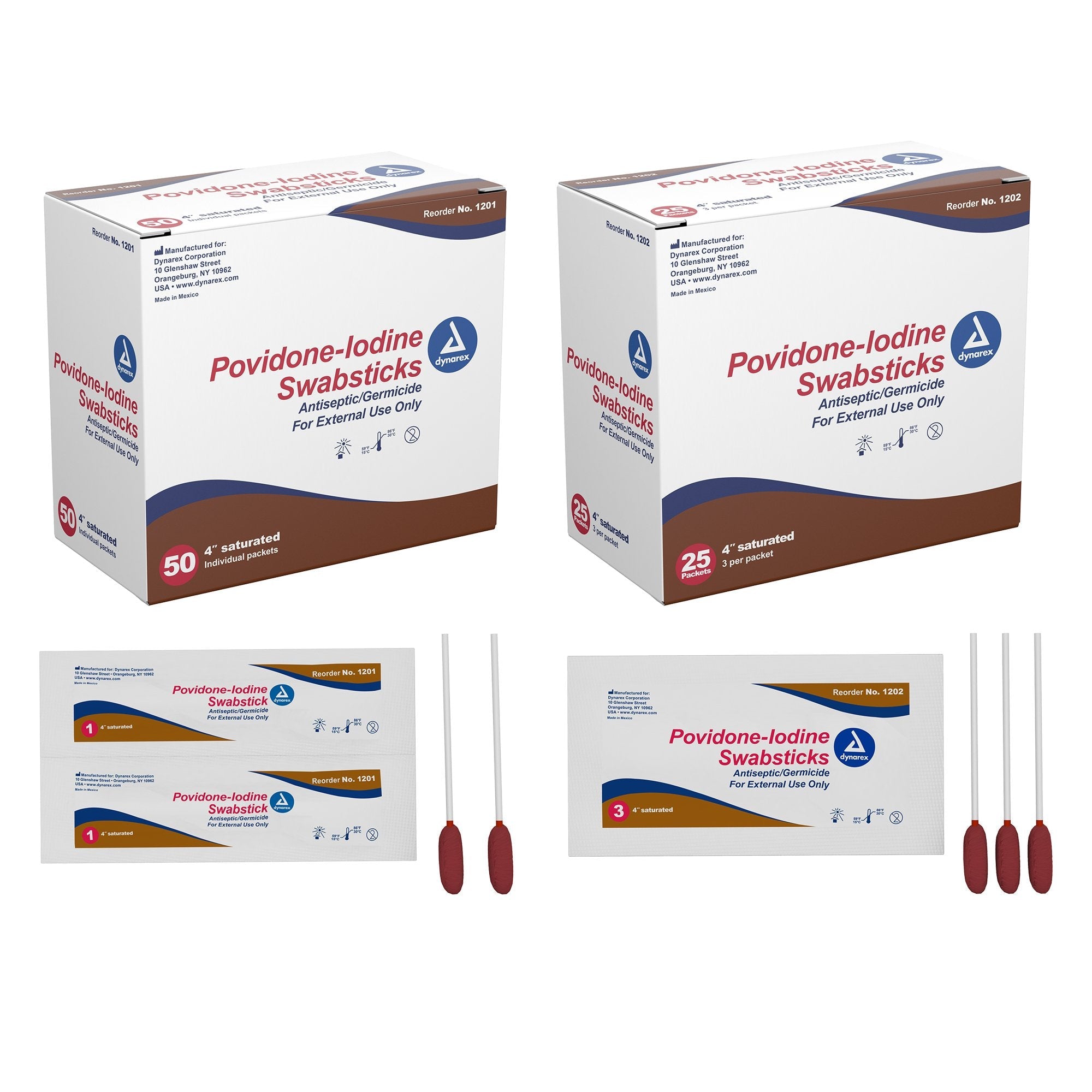 Dynarex Povidone Iodine Swabsticks (25 Units)