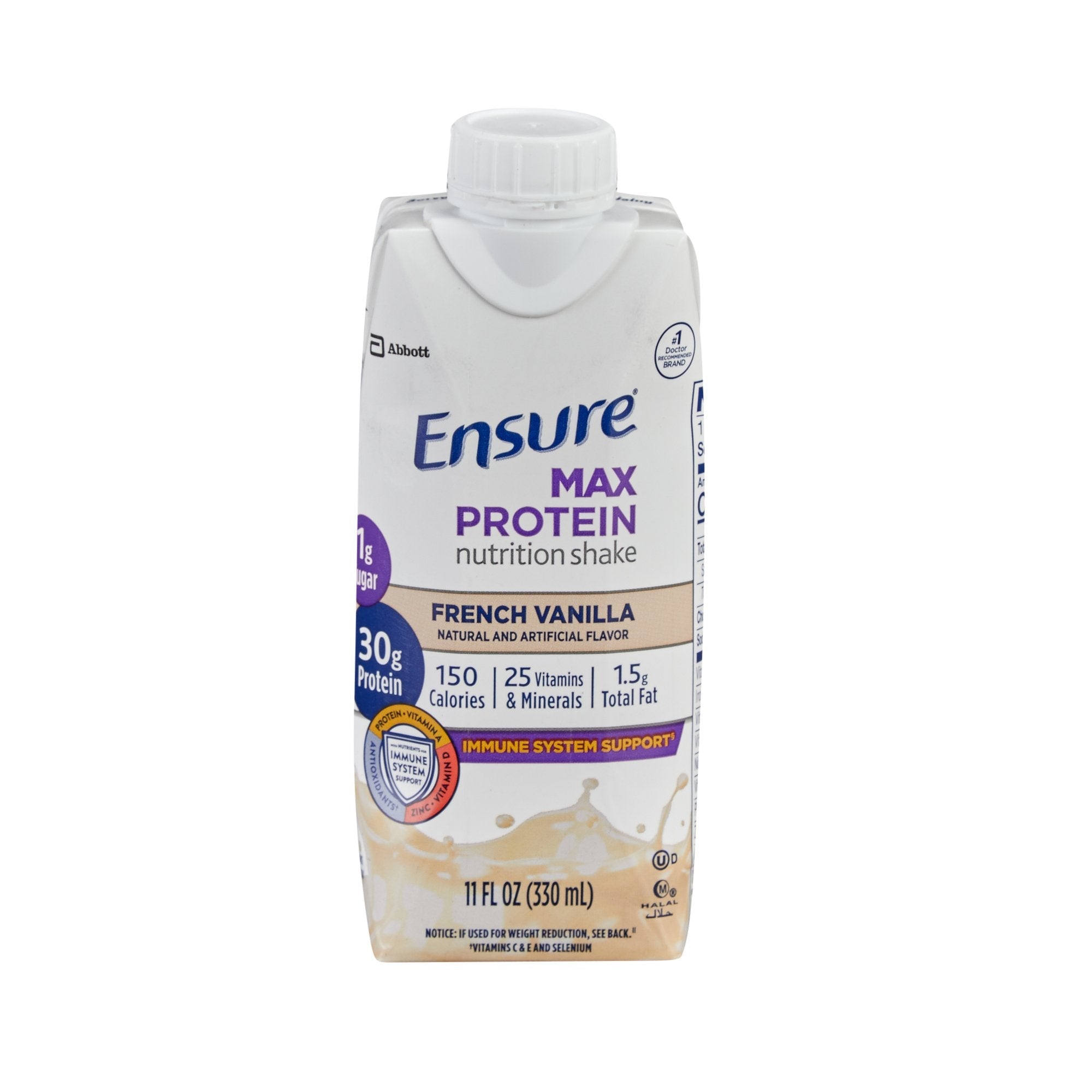 Ensure® Max Protein Nutrition Shake, Vanilla, 11-ounce carton (12 Units)