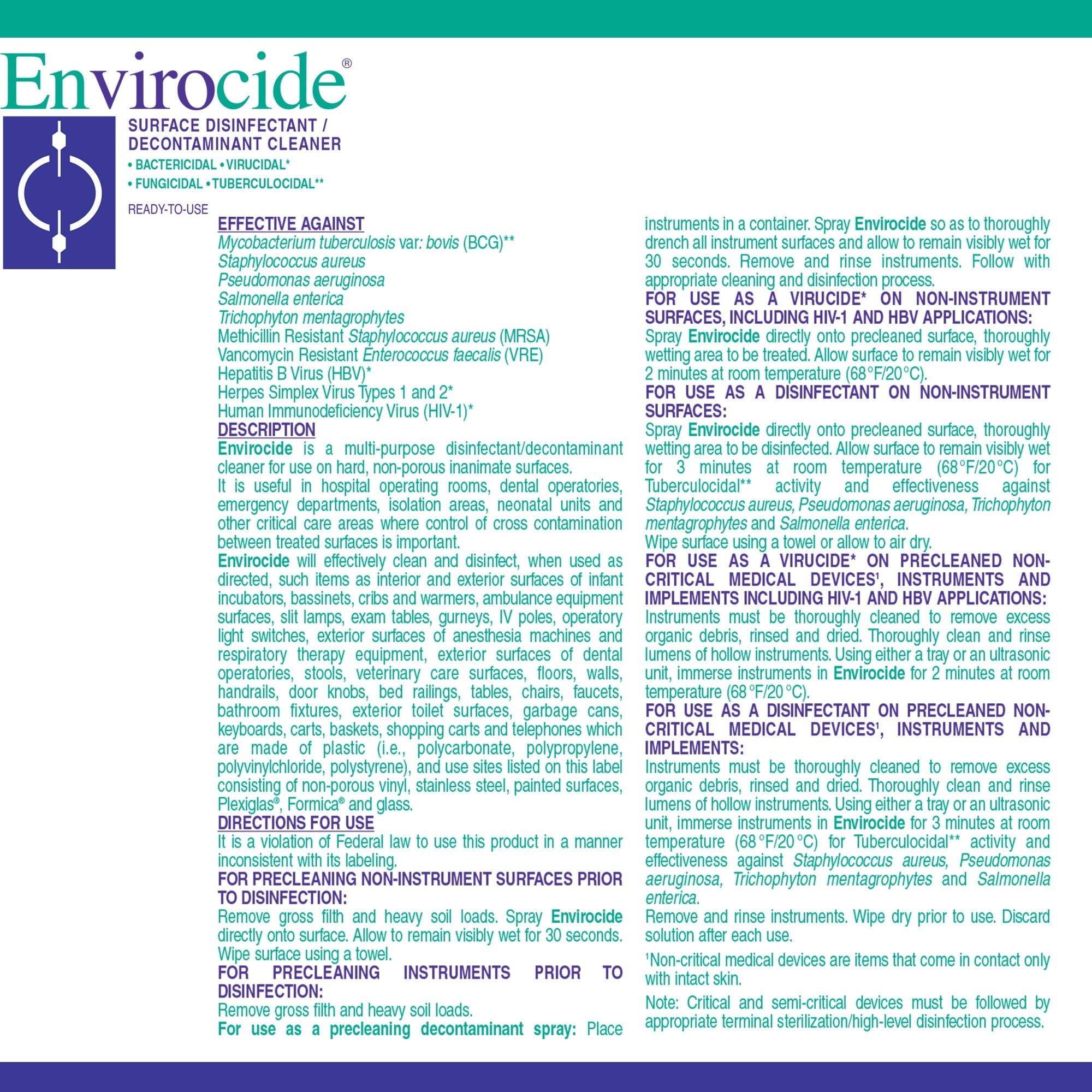 Envirocide® Surface Disinfectant Cleaner (4 Units)