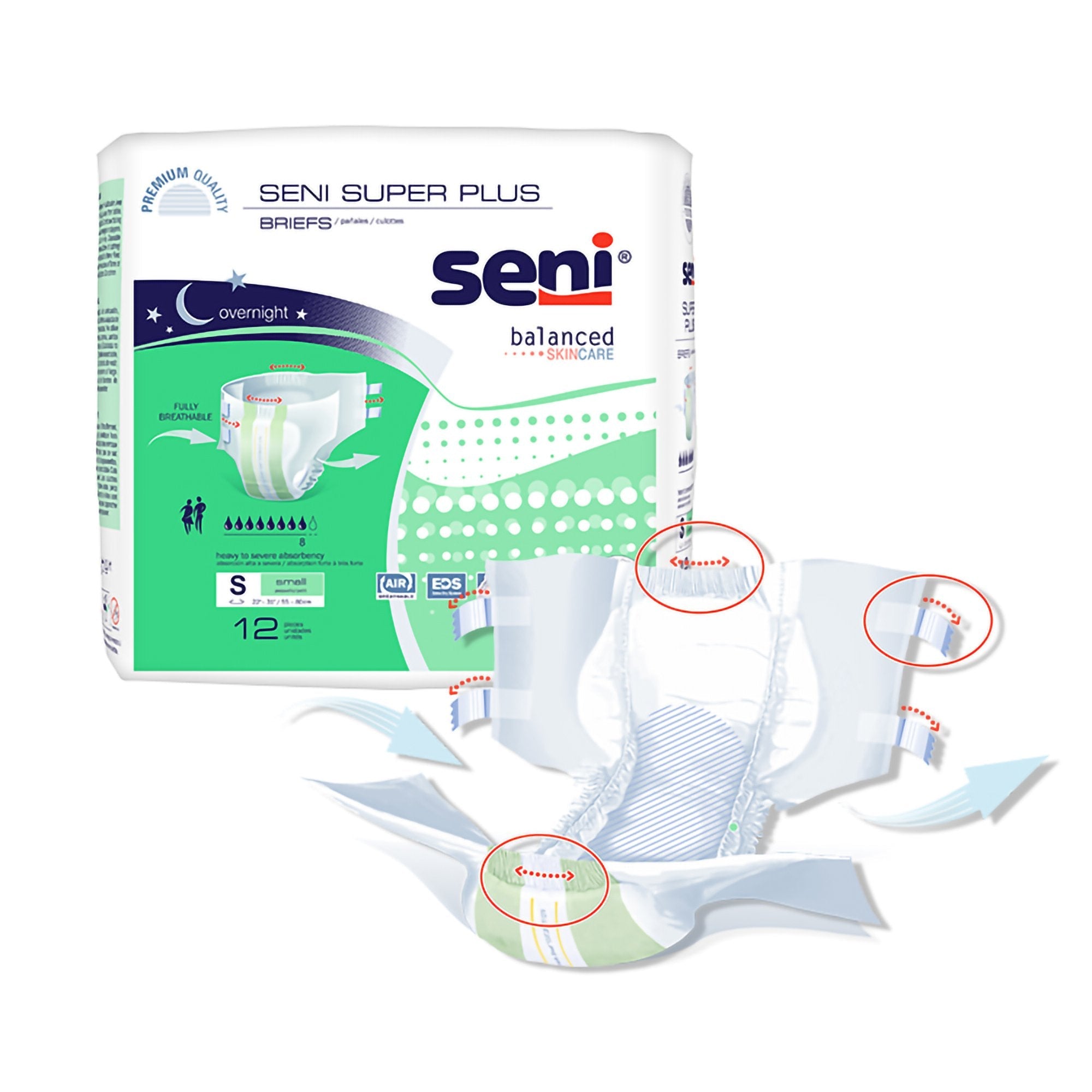 Seni® Super Plus Heavy to Severe Absorbency Incontinence Brief, Small (12 Units)