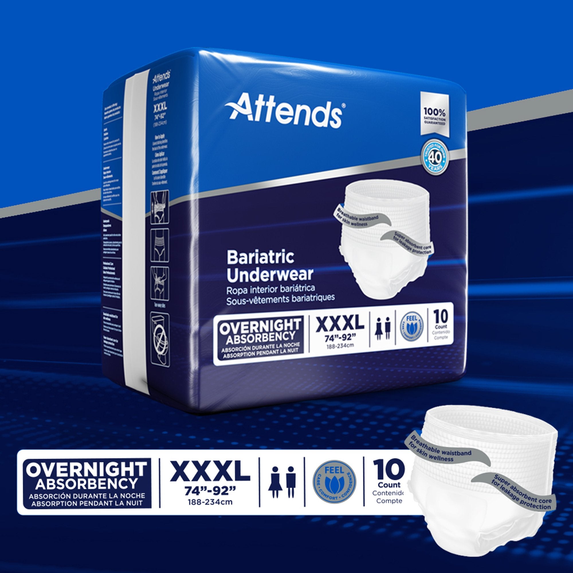 Attends® 3X-Large Absorbent Underwear - Heavy Absorbency, 10-Pack