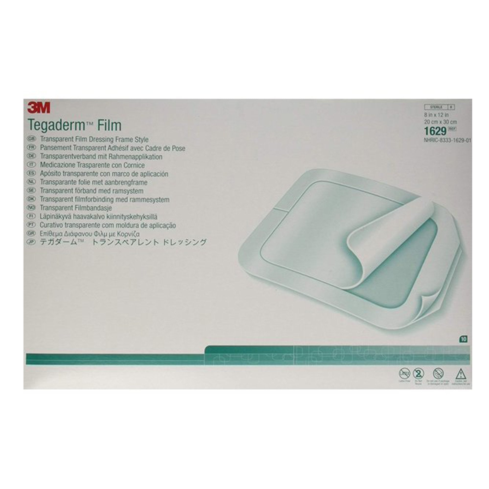 3M™ Tegaderm™ Rectangular Transparent Sterile Film Dressing, 8 x 12 Inch (80 Units)