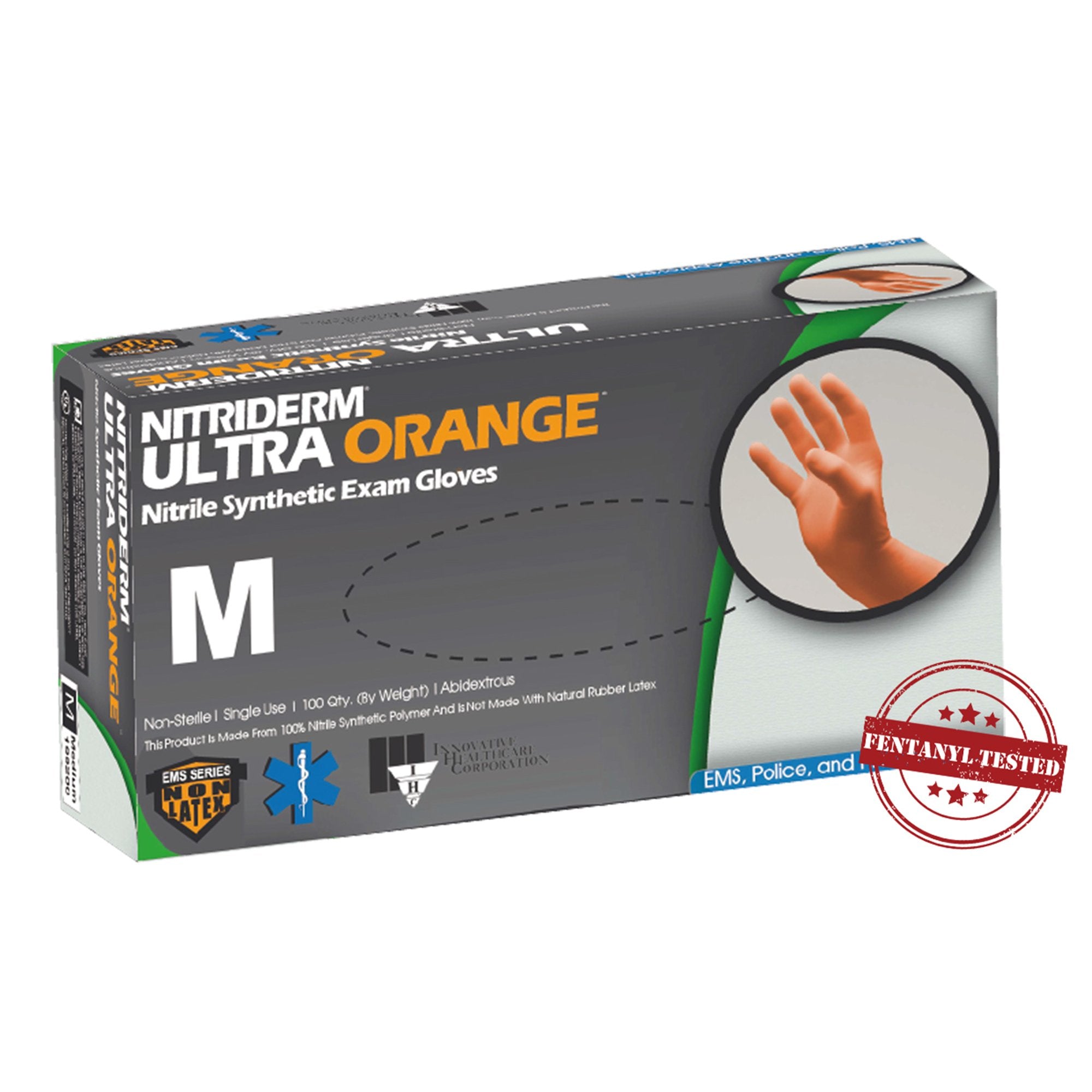 NitriDerm® Ultra Orange™ Exam Glove, Medium, Orange (100 Units)