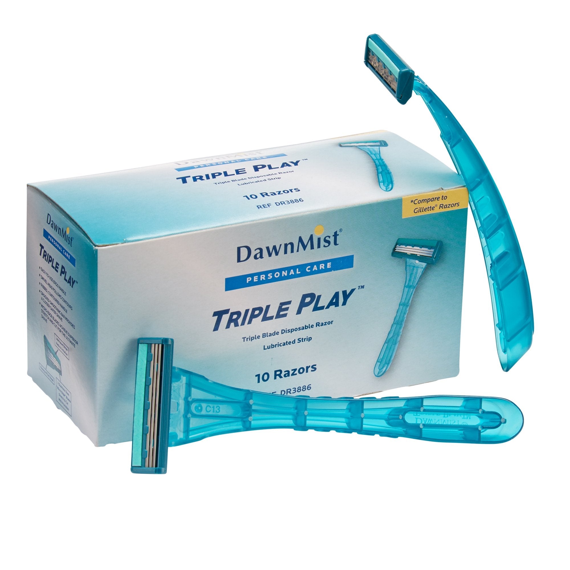 DawnMist Triple Play Facial Razor, Disposable (10 Units)