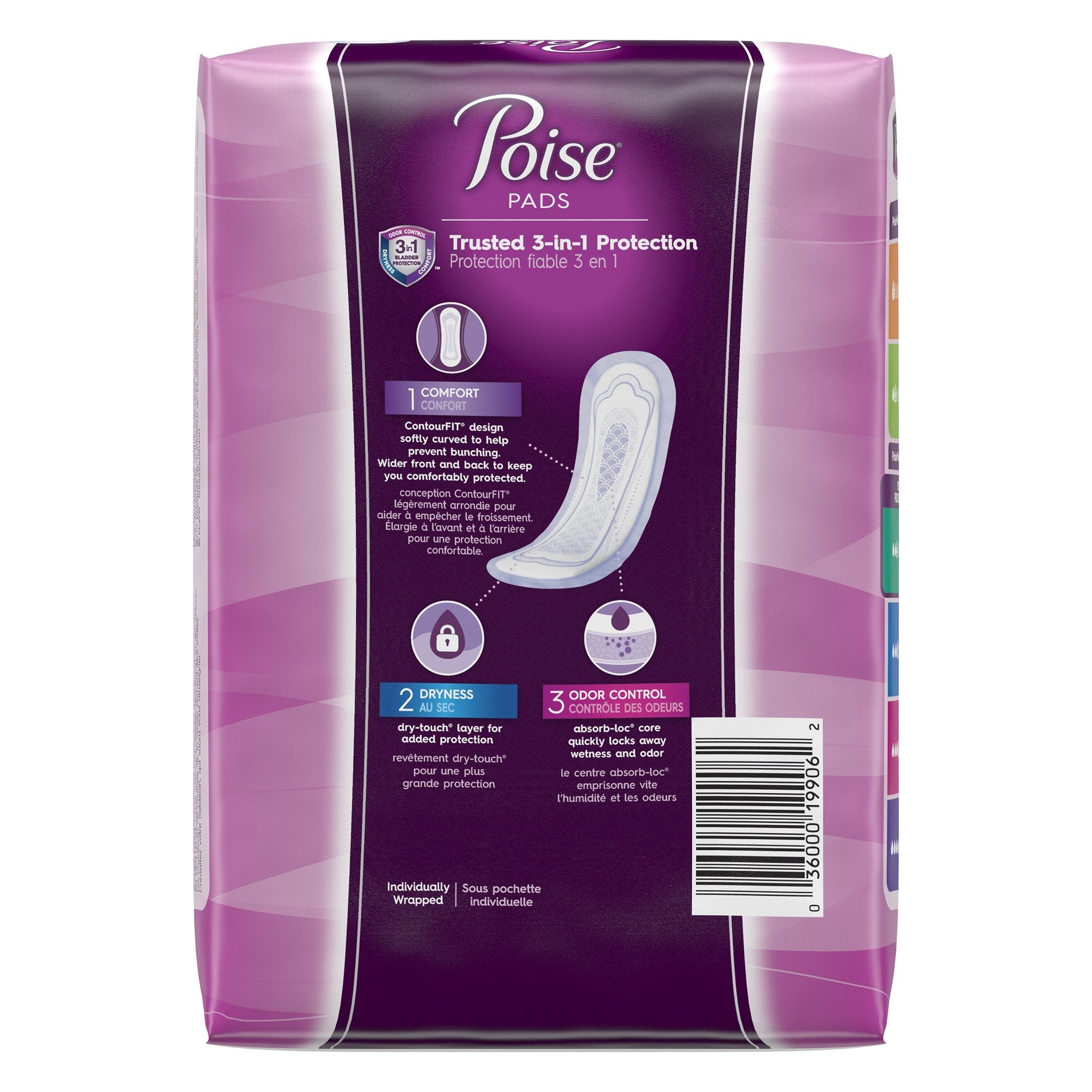 Poise Bladder Control Pad, Long, Light Absorbency, Disposable, Absorb-Loc Core, Female, One Size Fits Most (96 Units)