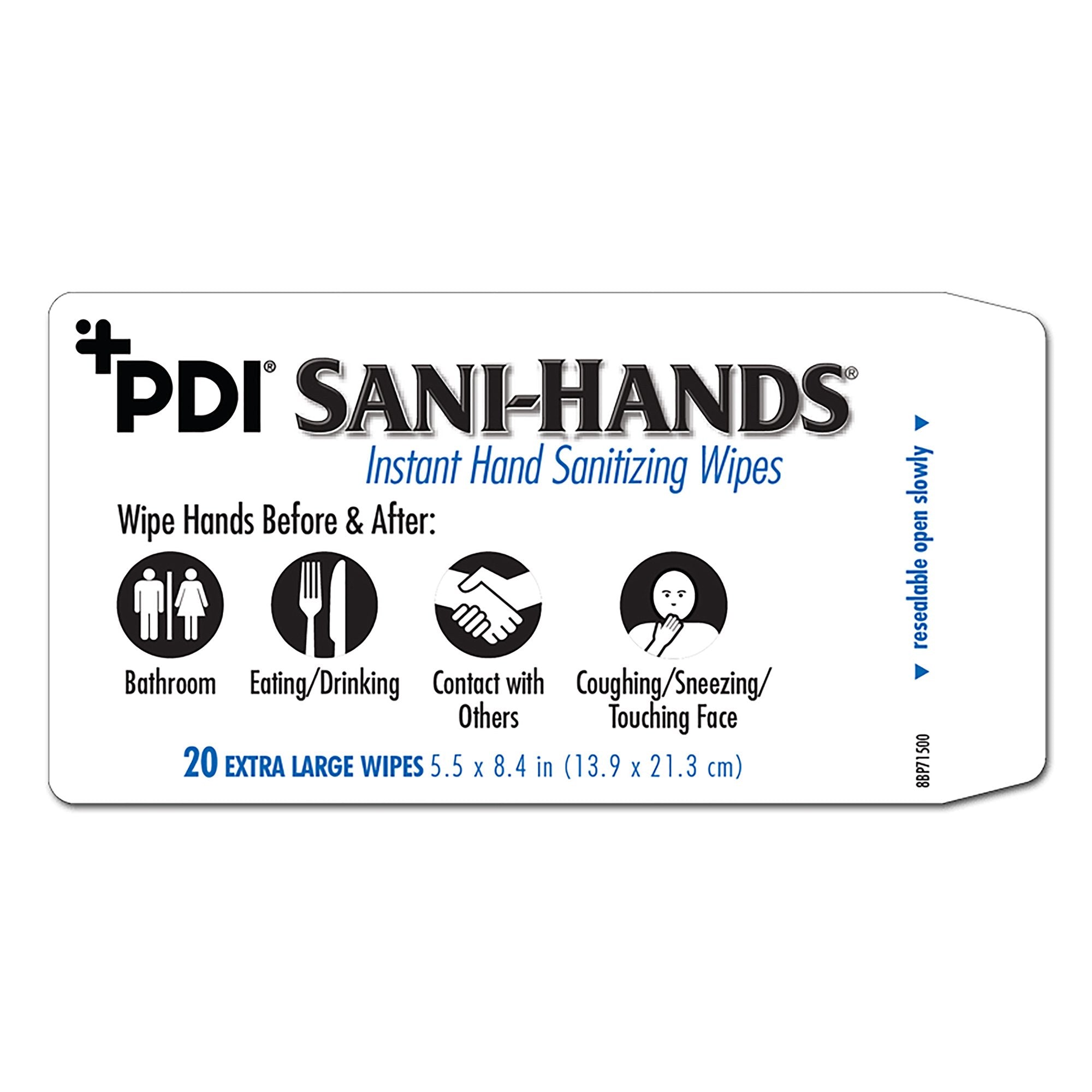 Sani-Hands Hand Sanitizing Wipes, Ethyl Alcohol, Scented, 5½ x 8.4 Inch Soft Pack (1 Unit)