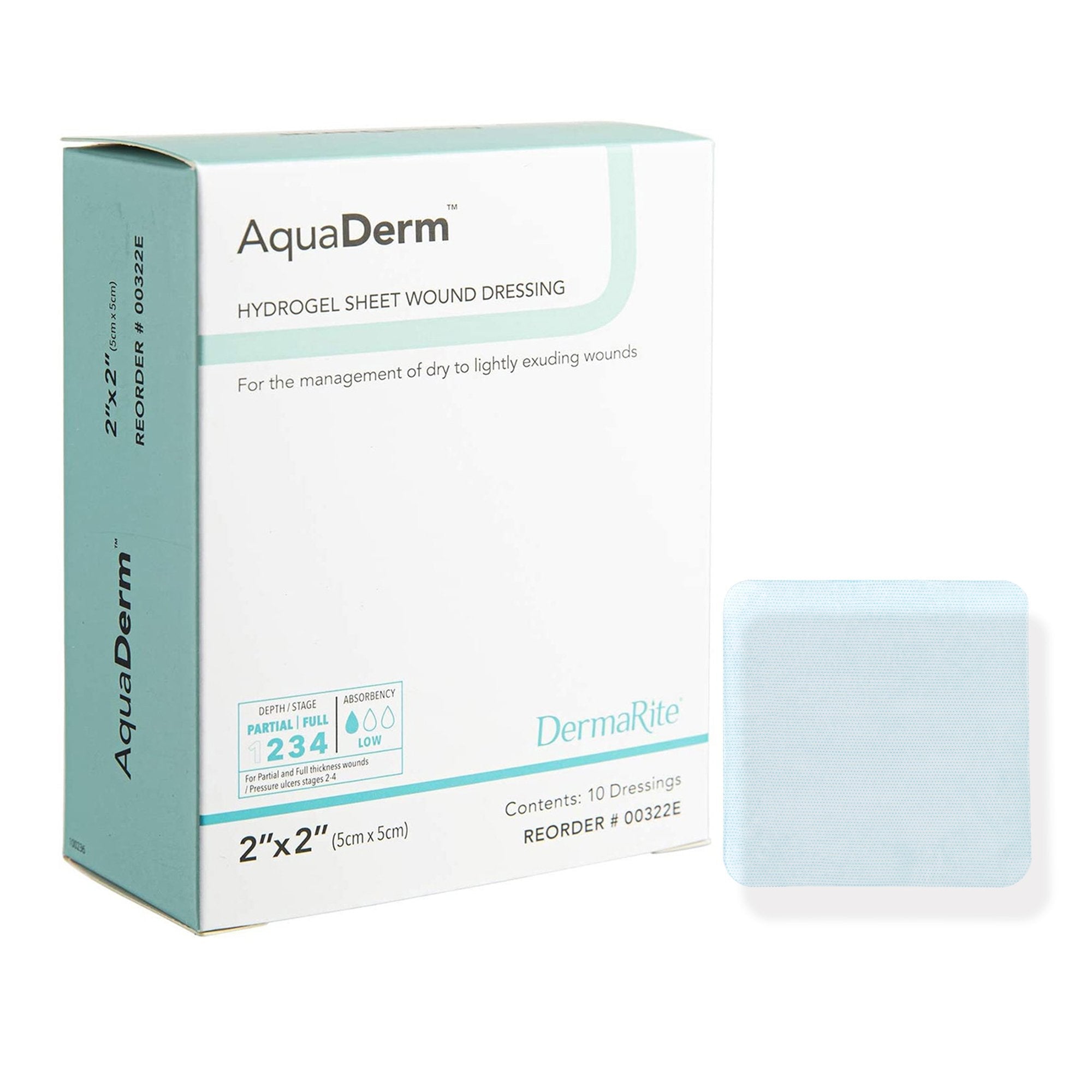 AquaDerm™ Hydrogel Wound Dressing, 2 x 2 Inch (10 Units)