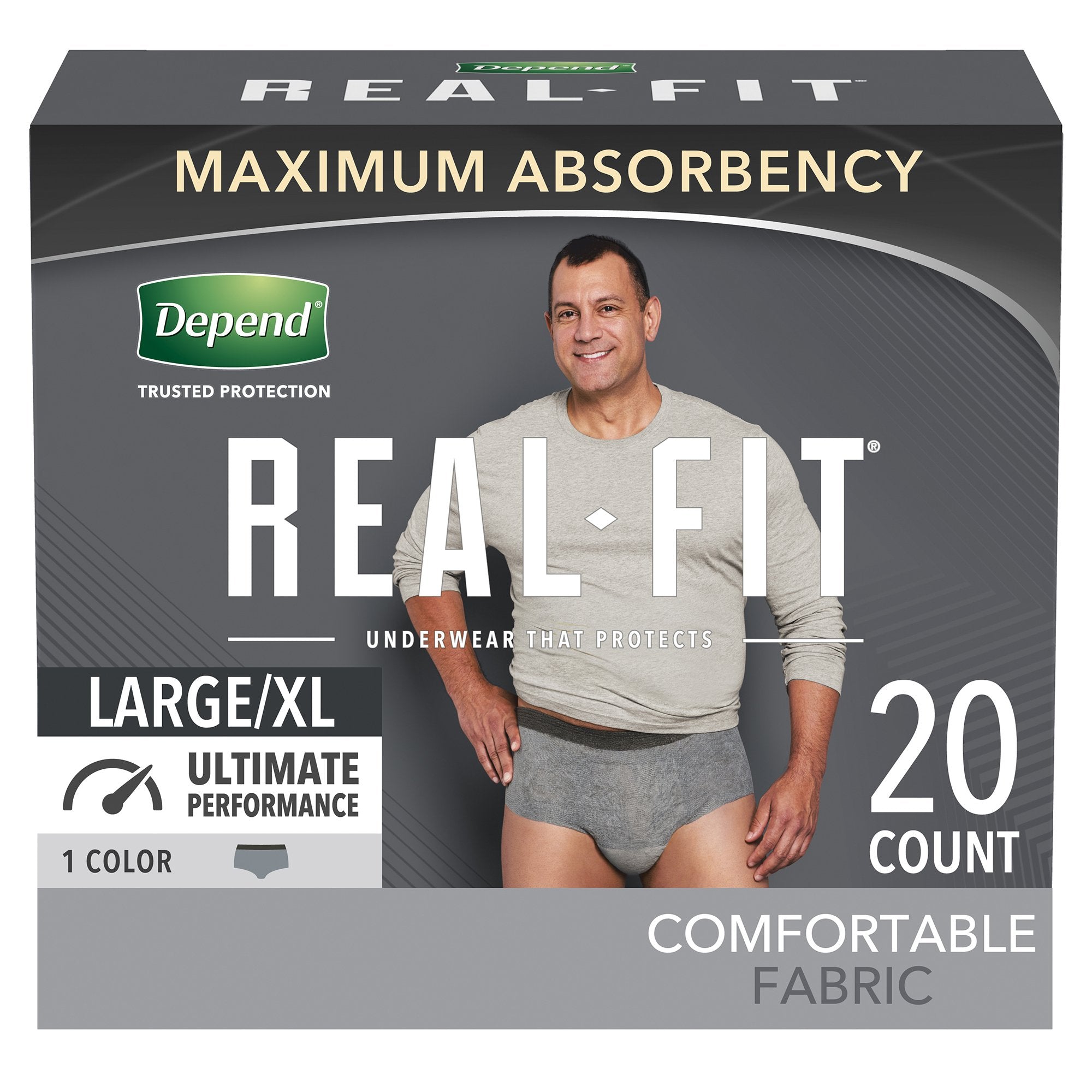 Depend® Real Fit® Maximum Absorbent Underwear, Large / Extra Large (20 Units)