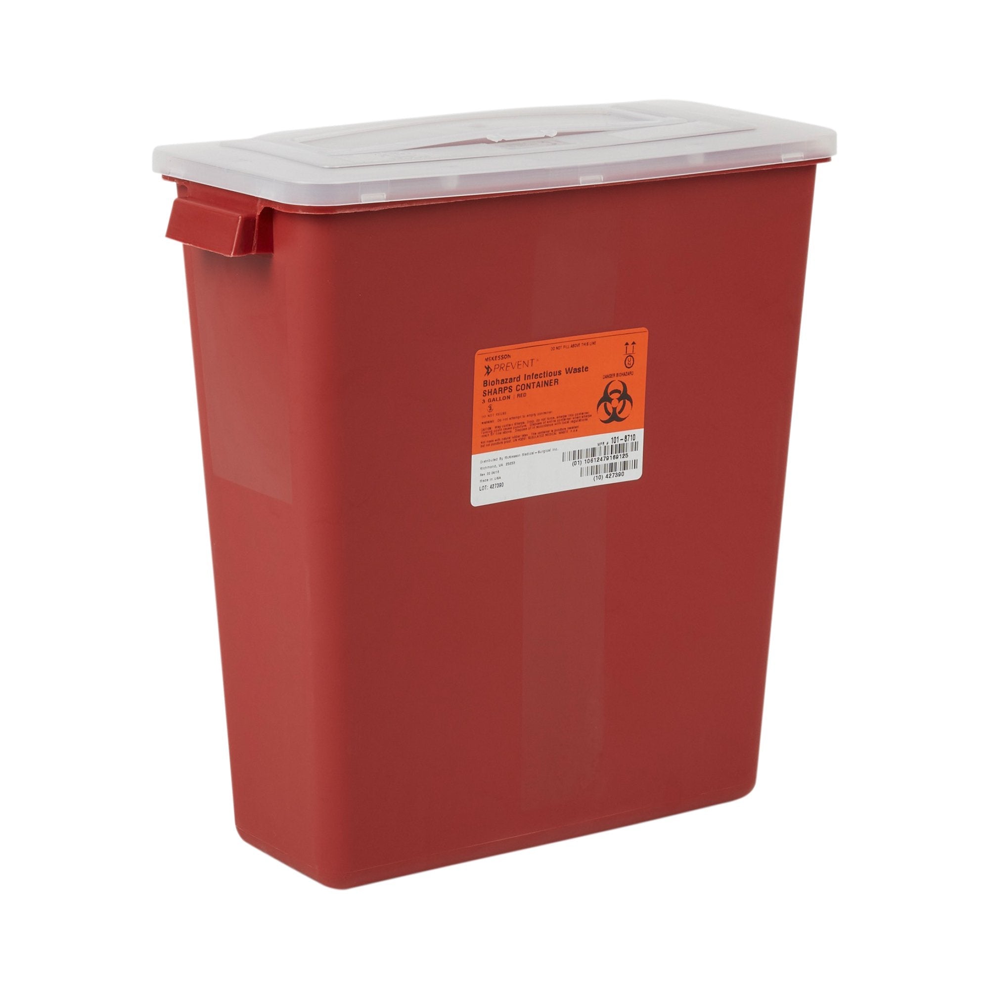 McKesson Prevent® Multi-purpose Sharps Container, 3 Gallon, 13-1/2 x 12-1/2 x 6 Inch (12 Units)