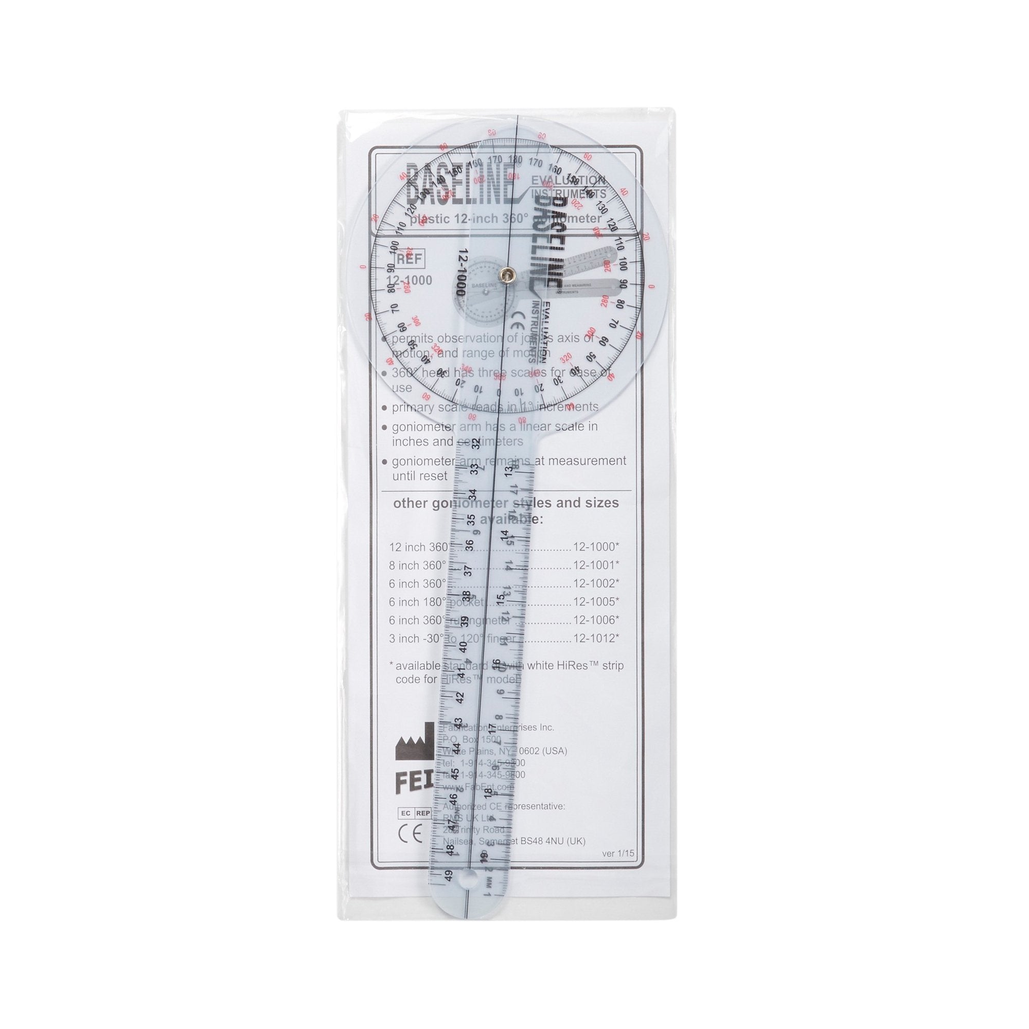 Baseline® Goniometer, 12 Inch Arms (1 Unit)