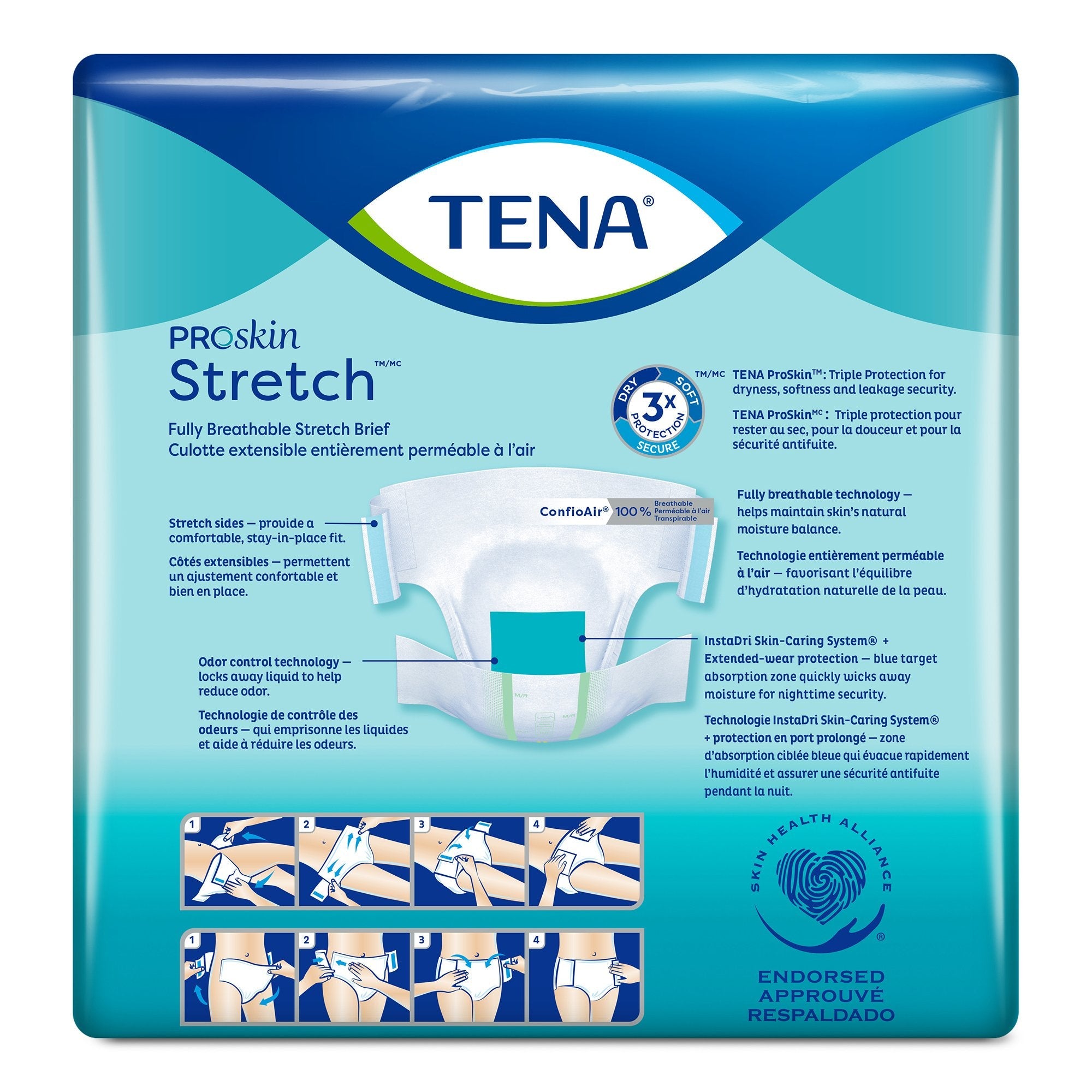 Tena ProSkin Stretch Super Medium Incontinence Briefs, Breathable & Odor Control