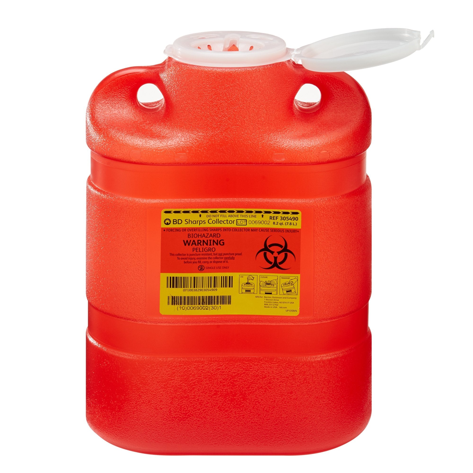 BD Sharps Container, 8.2 Quart, 13-2/5 x 9-2/5 x 5-3/10 Inch (12 Units)