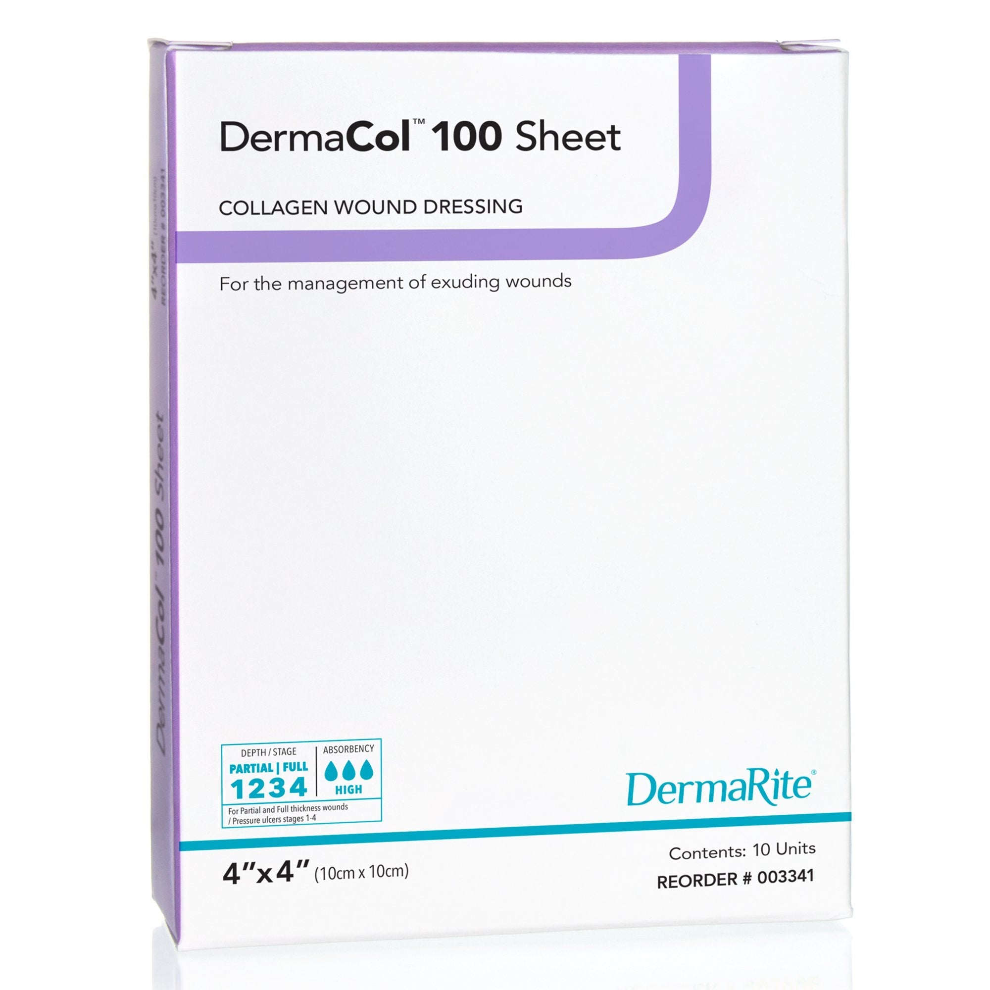 DermaCol™ 100 Collagen Dressing, 4 x 4 Inch (10 Units)