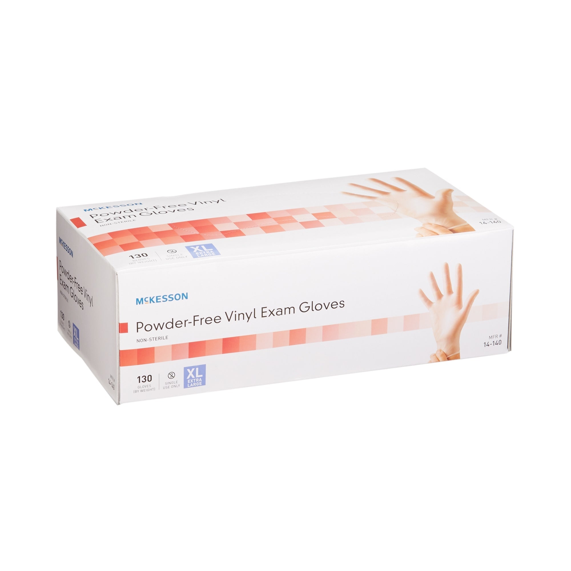 McKesson Vinyl Exam Gloves XL - Clear, Non-Sterile, Powder-Free (130 Pack)